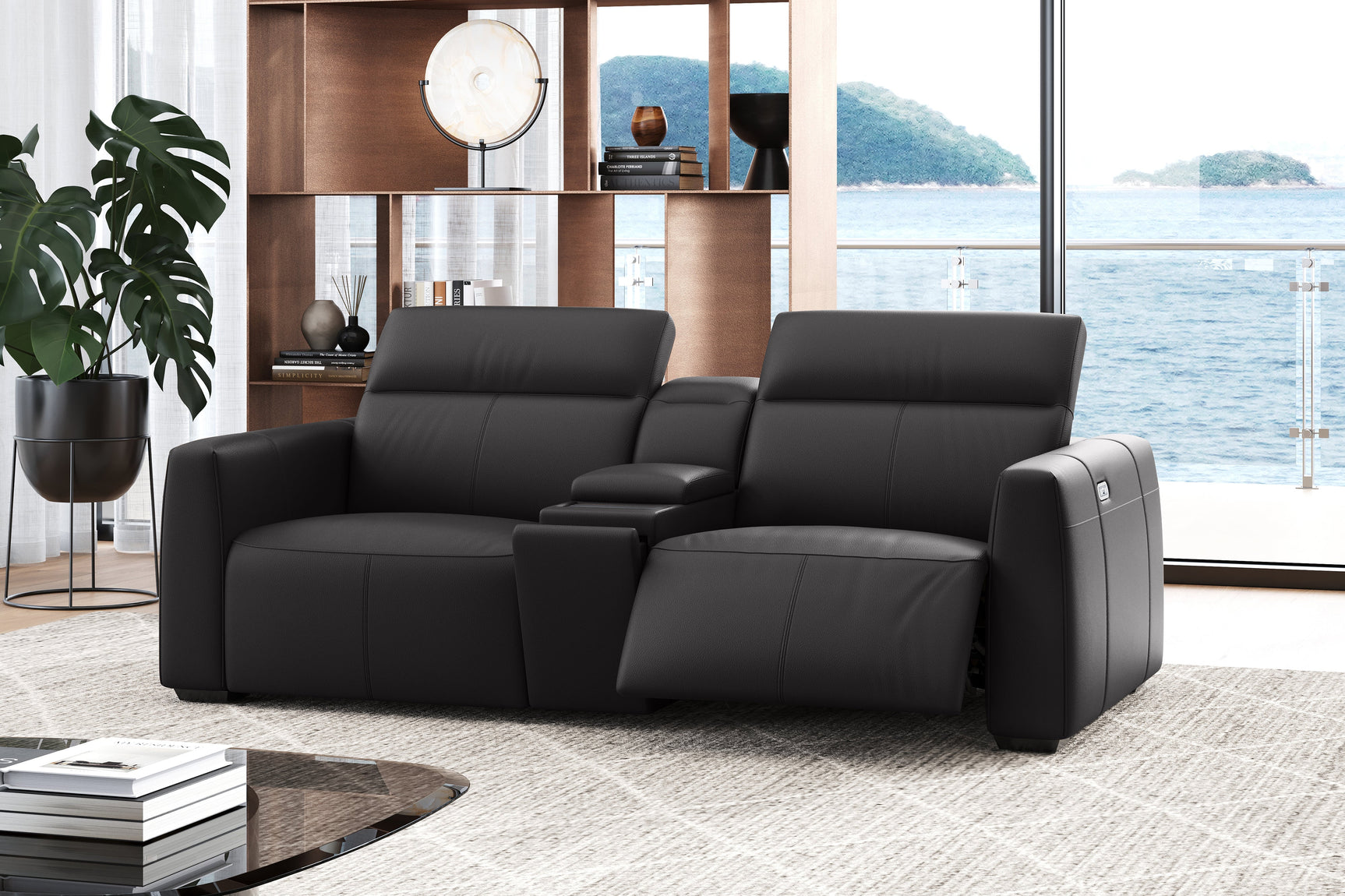 Carmen Leather Dual Recliner Sofa with Console