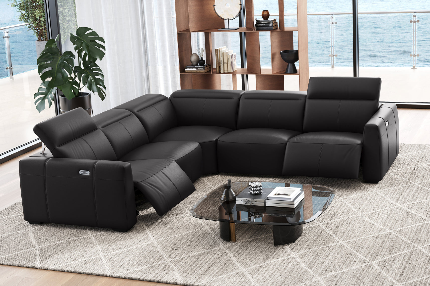 Carmen Leather Dual Recliner Corner Sectional