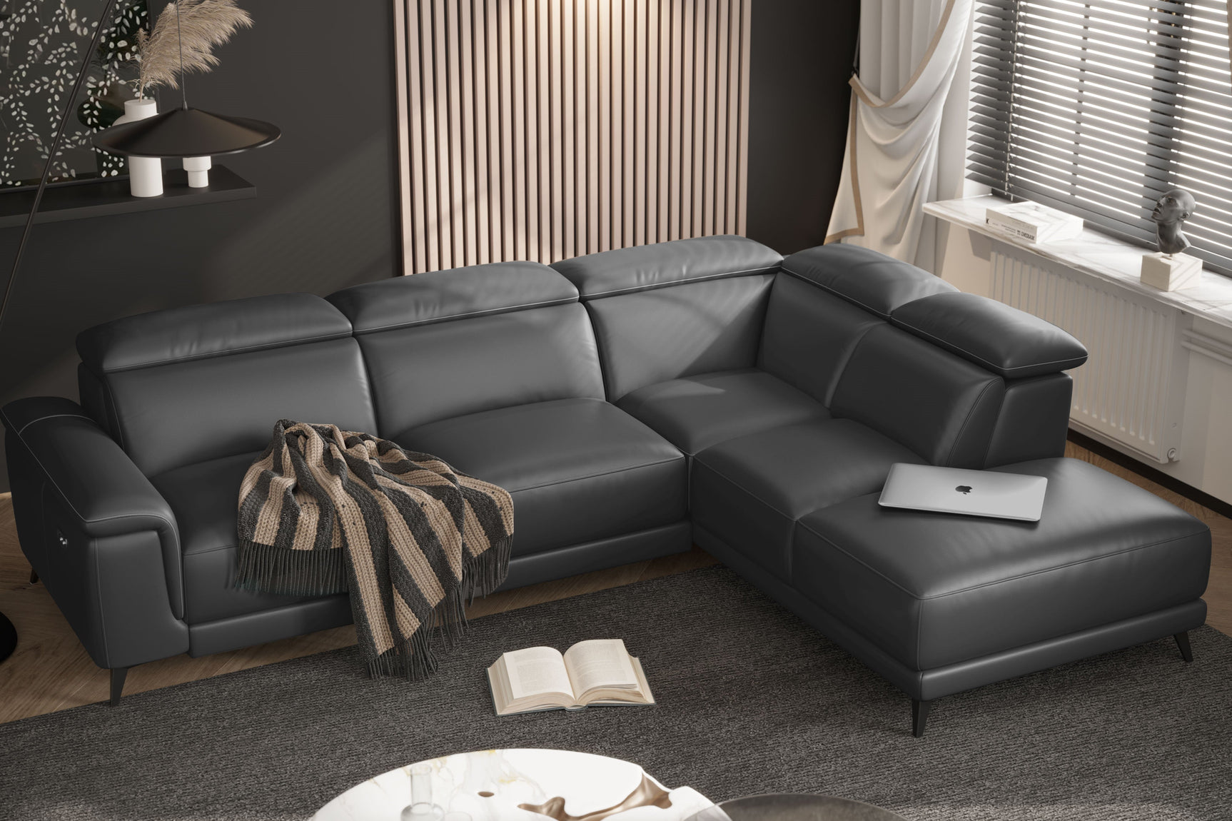 Pista Leather Reclining Sectional Sofa