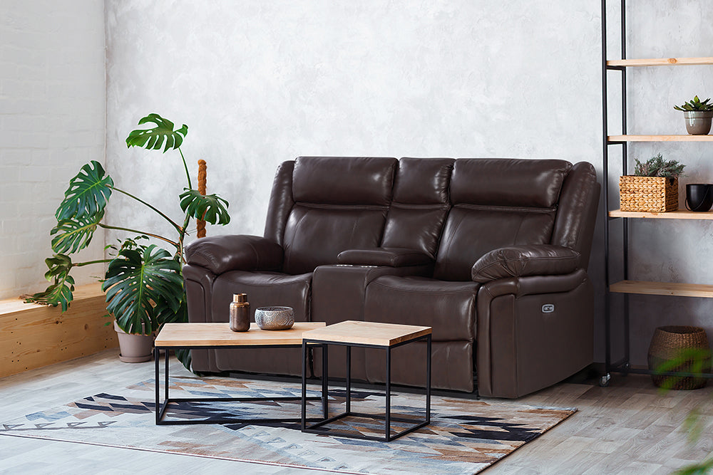 Charlie Leather Recliner Sofa with Console