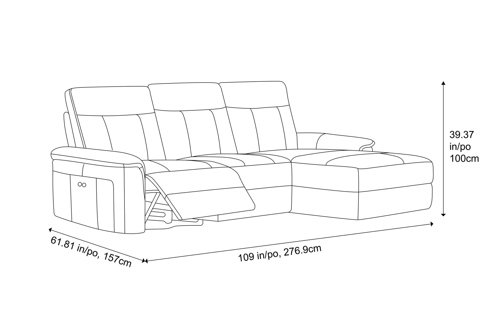 Heidi Leather Recliner Sectional Sofa