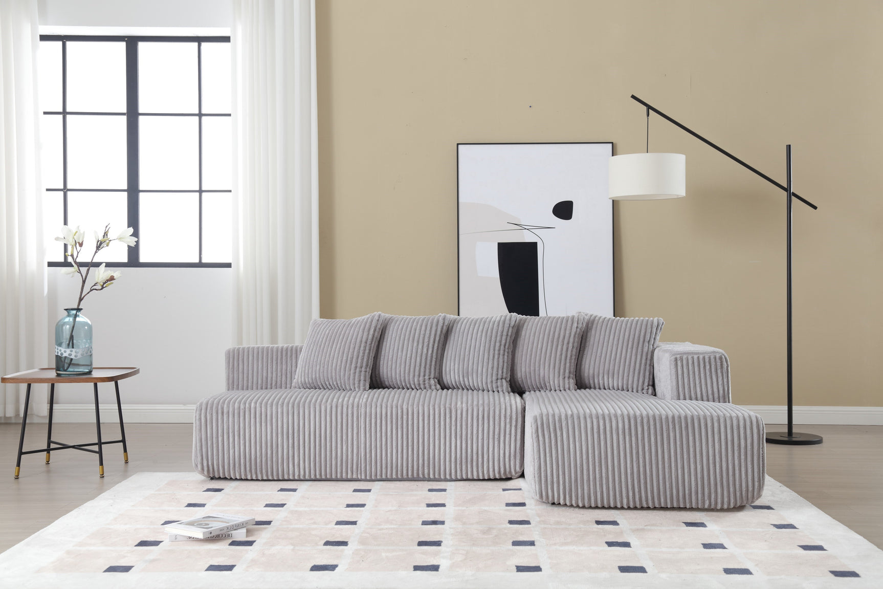 Alexus Corduroy Fabric Sectional Sofa