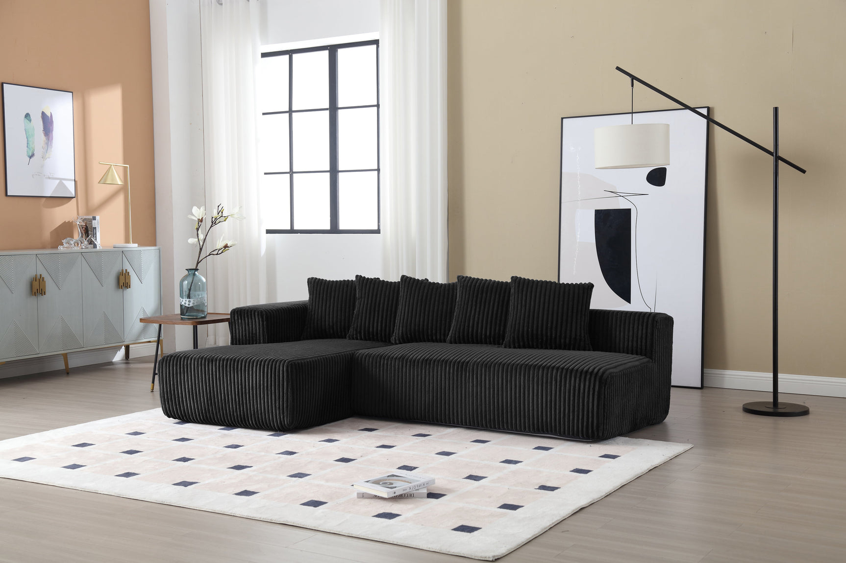 Alexus Corduroy Fabric Sectional Sofa