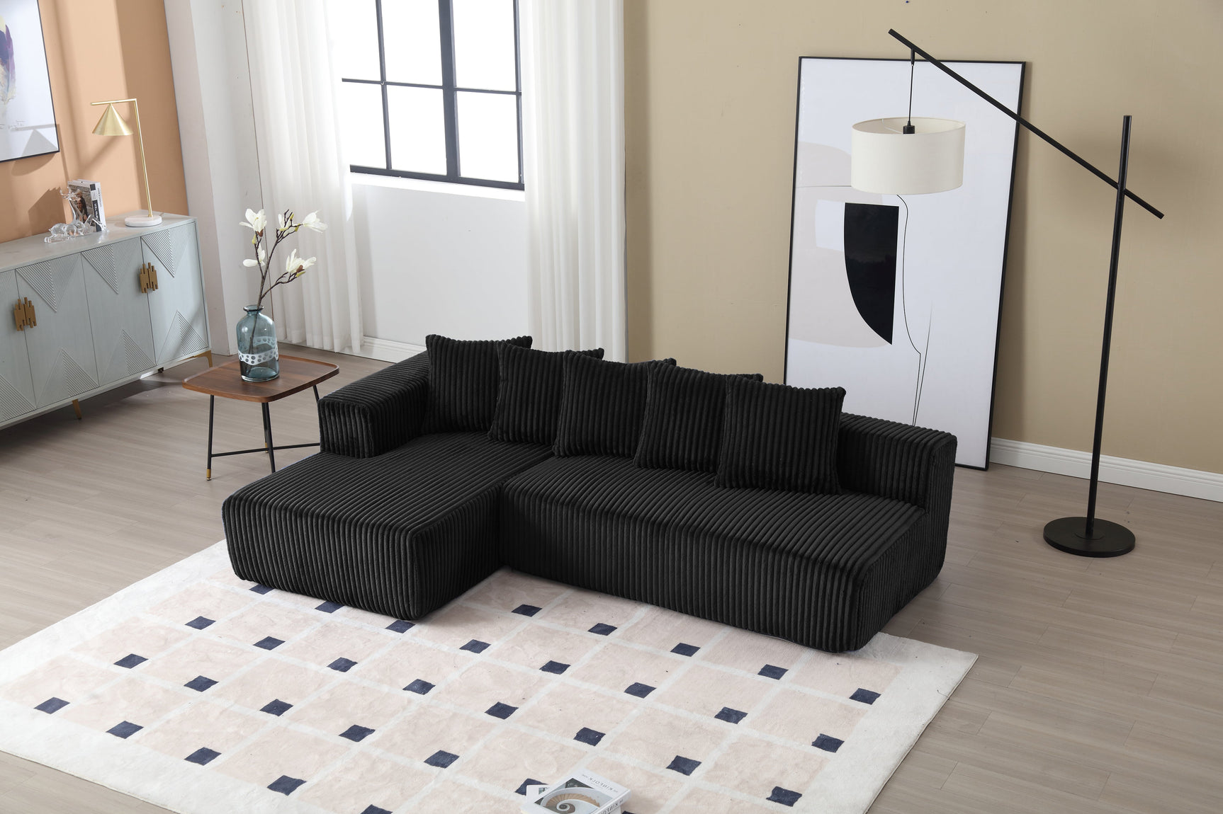 Alexus Corduroy Fabric Sectional Sofa