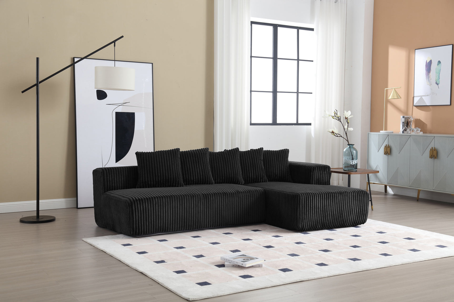 Alexus Corduroy Fabric Sectional Sofa