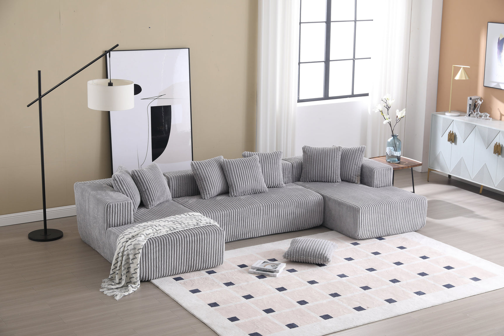 Alexus Corduroy Fabric Sectional Sofa