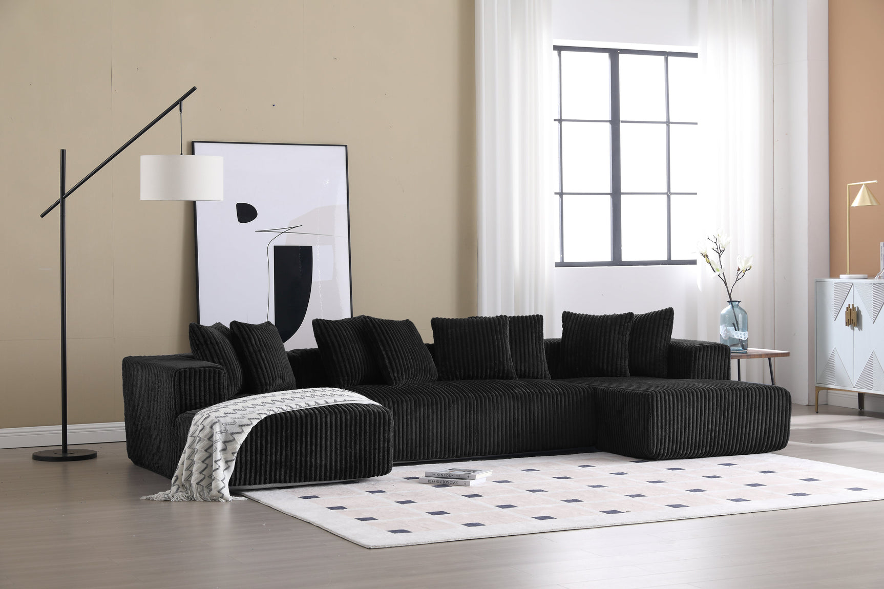 Alexus Corduroy Fabric Sectional Sofa