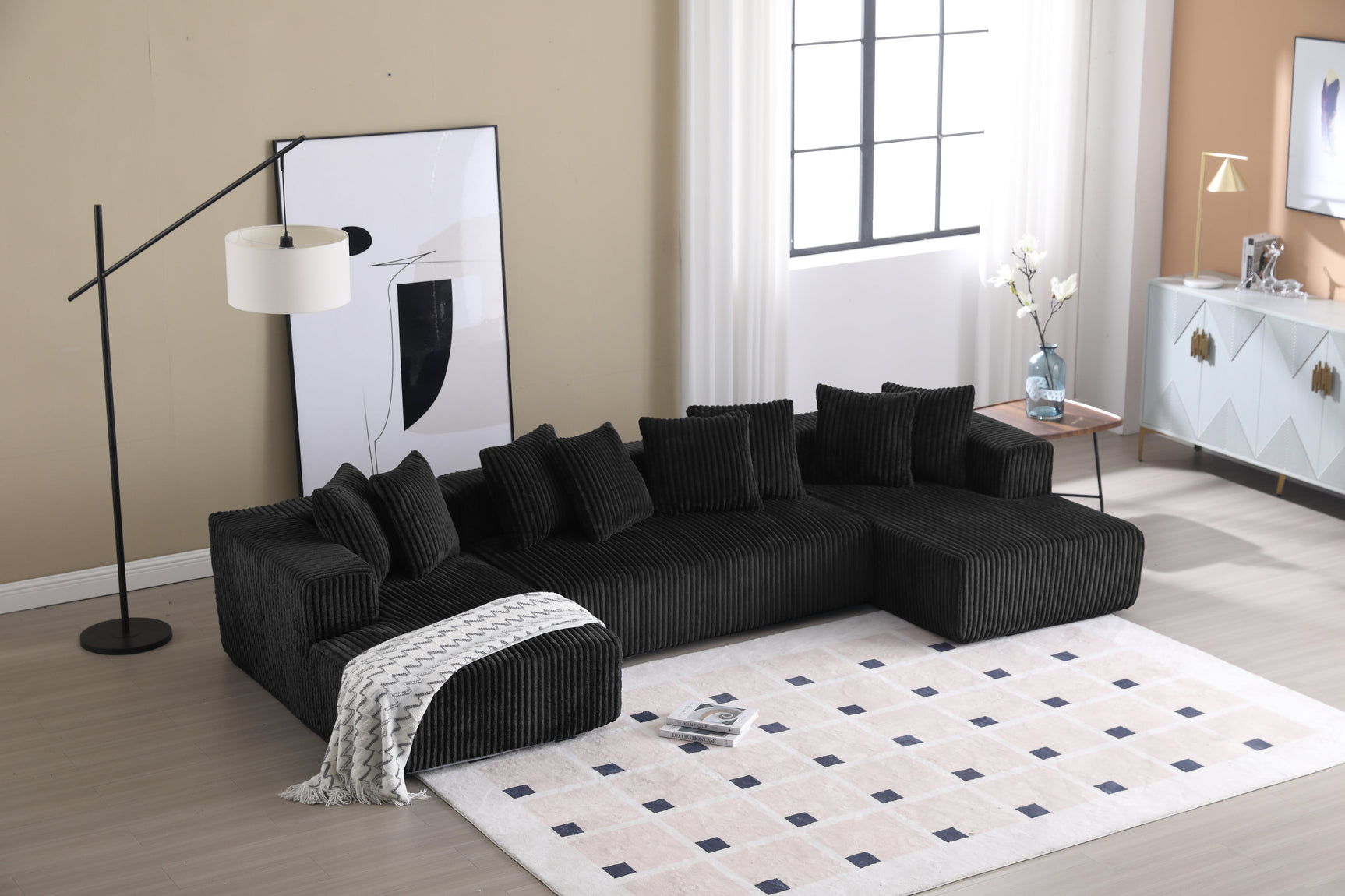 Alexus Corduroy Fabric Sectional Sofa