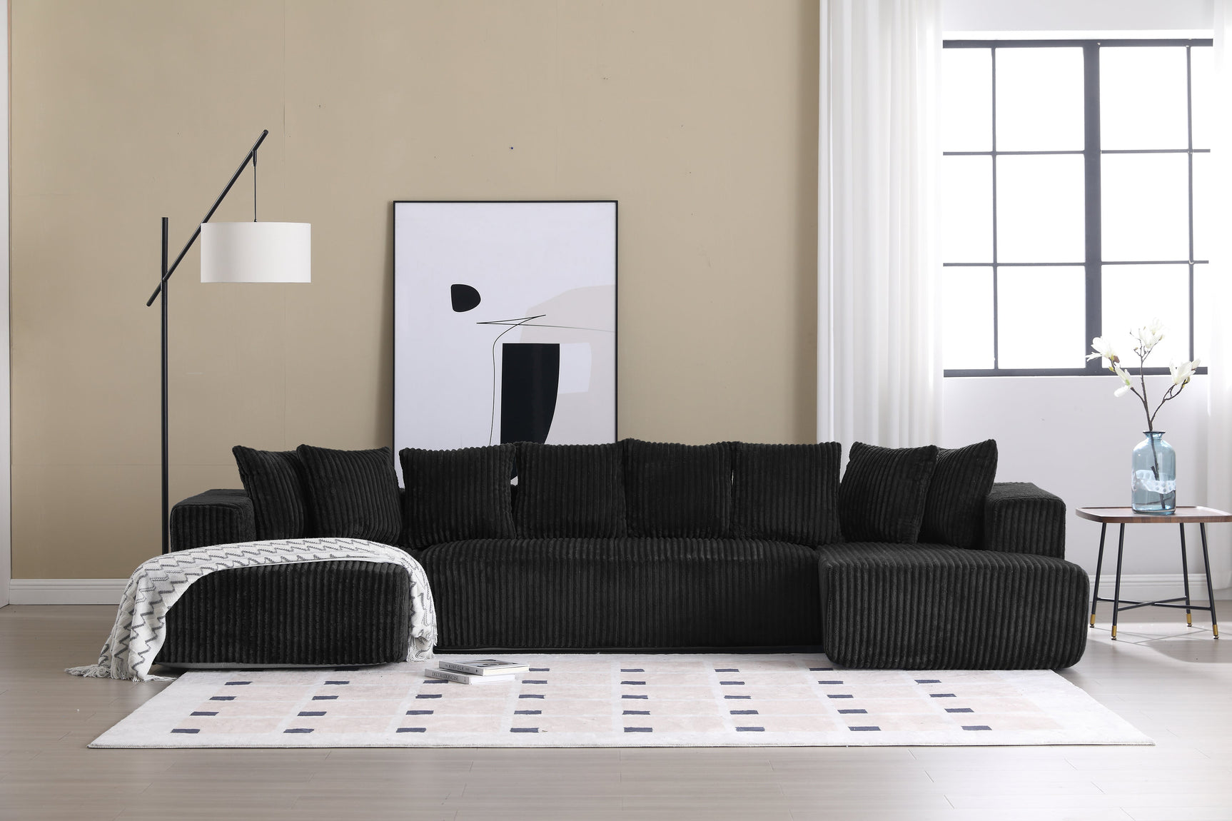 Alexus Corduroy Fabric Sectional Sofa