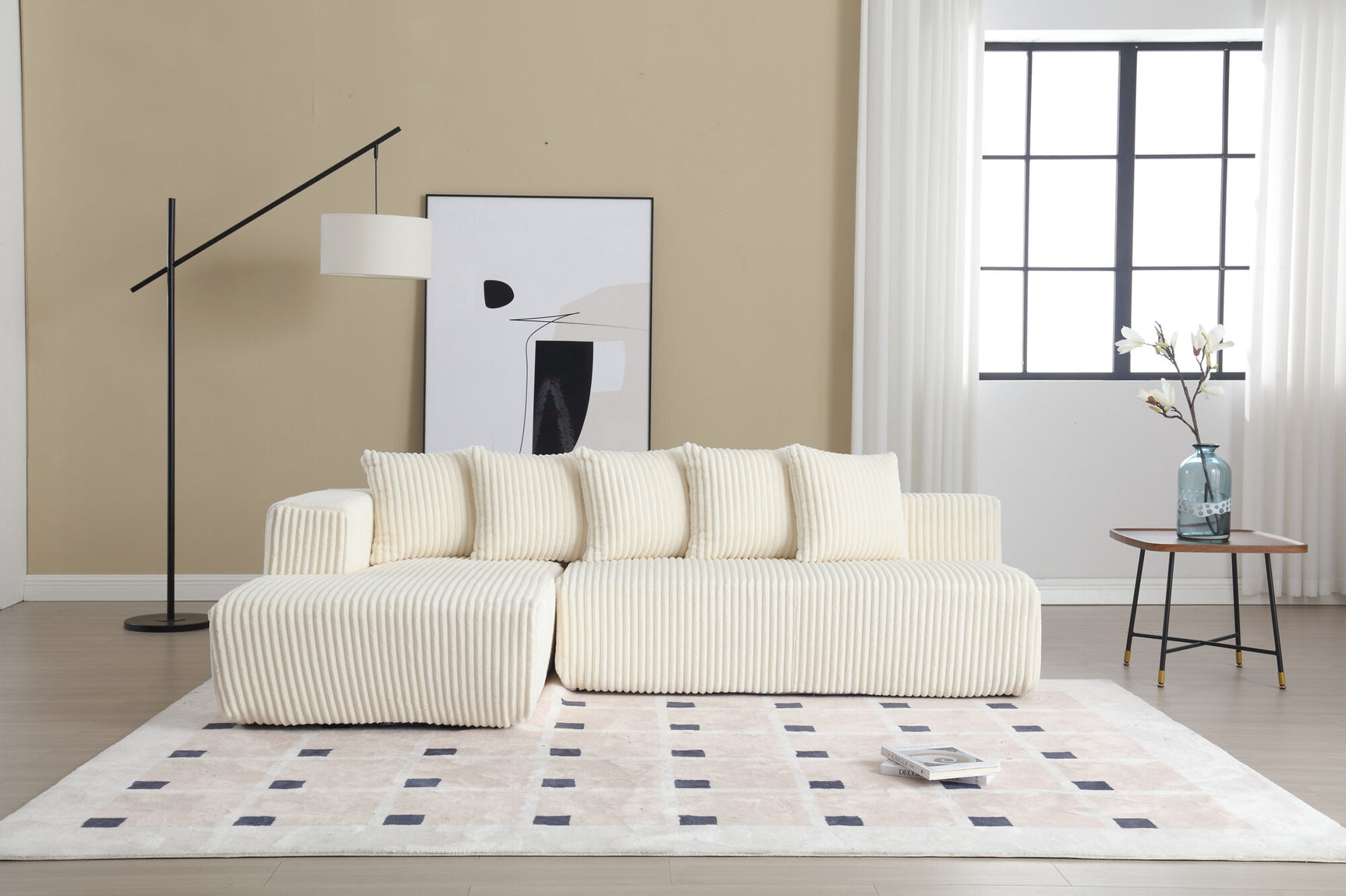 Alexus Corduroy Fabric Sectional Sofa