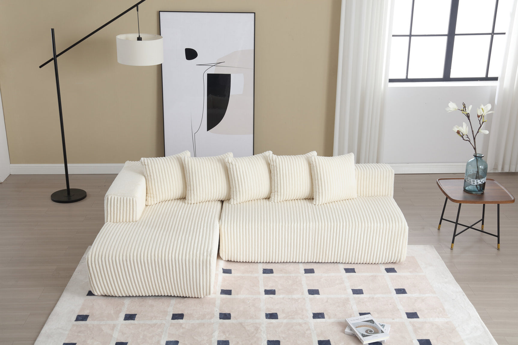 Alexus Corduroy Fabric Sectional Sofa