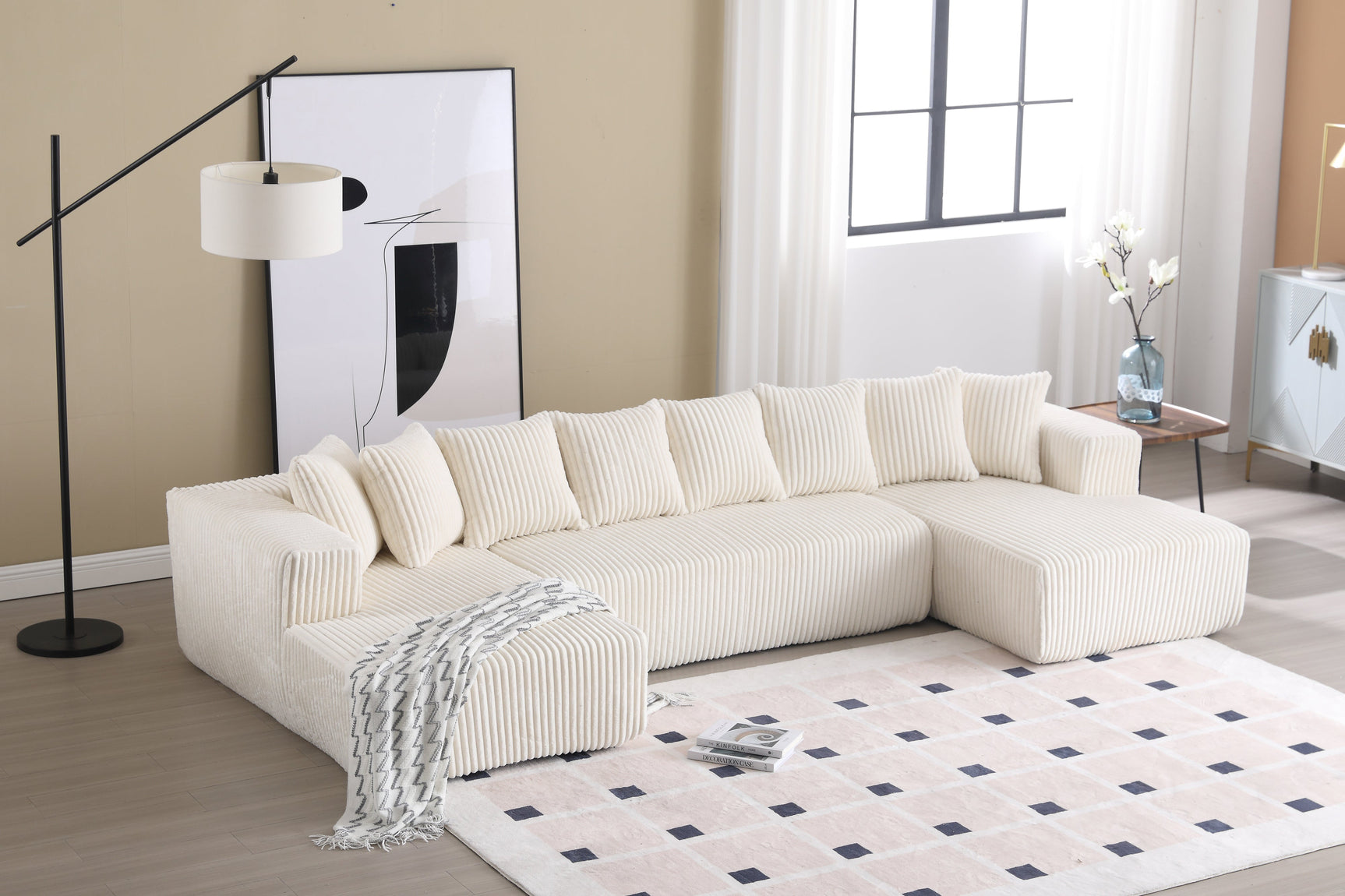 Alexus Corduroy Fabric Sectional Sofa