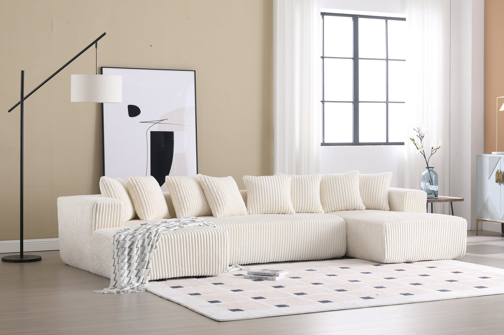 Alexus Corduroy Fabric Sectional Sofa