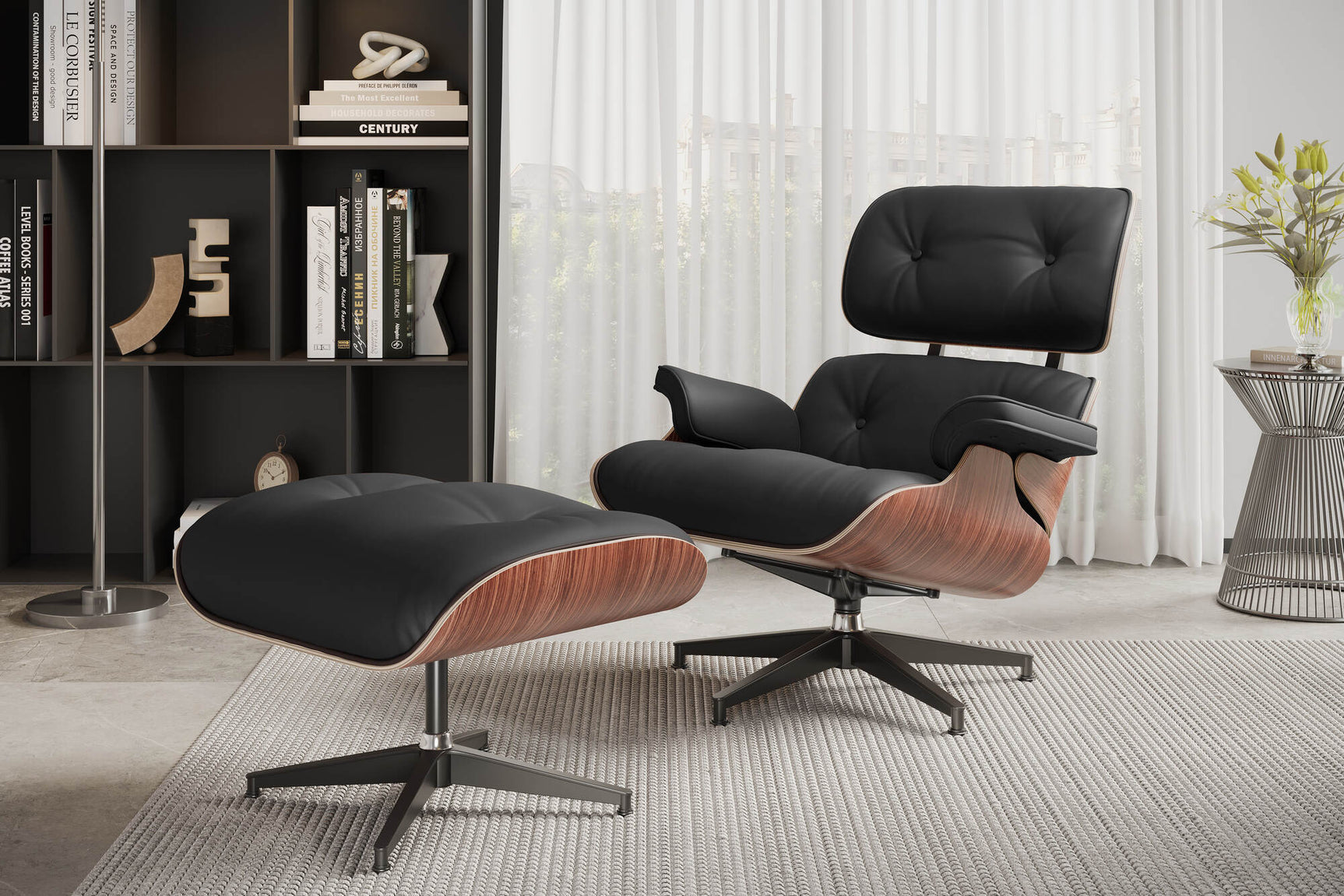 Armoni Leather Lounge Chair & Ottoman
