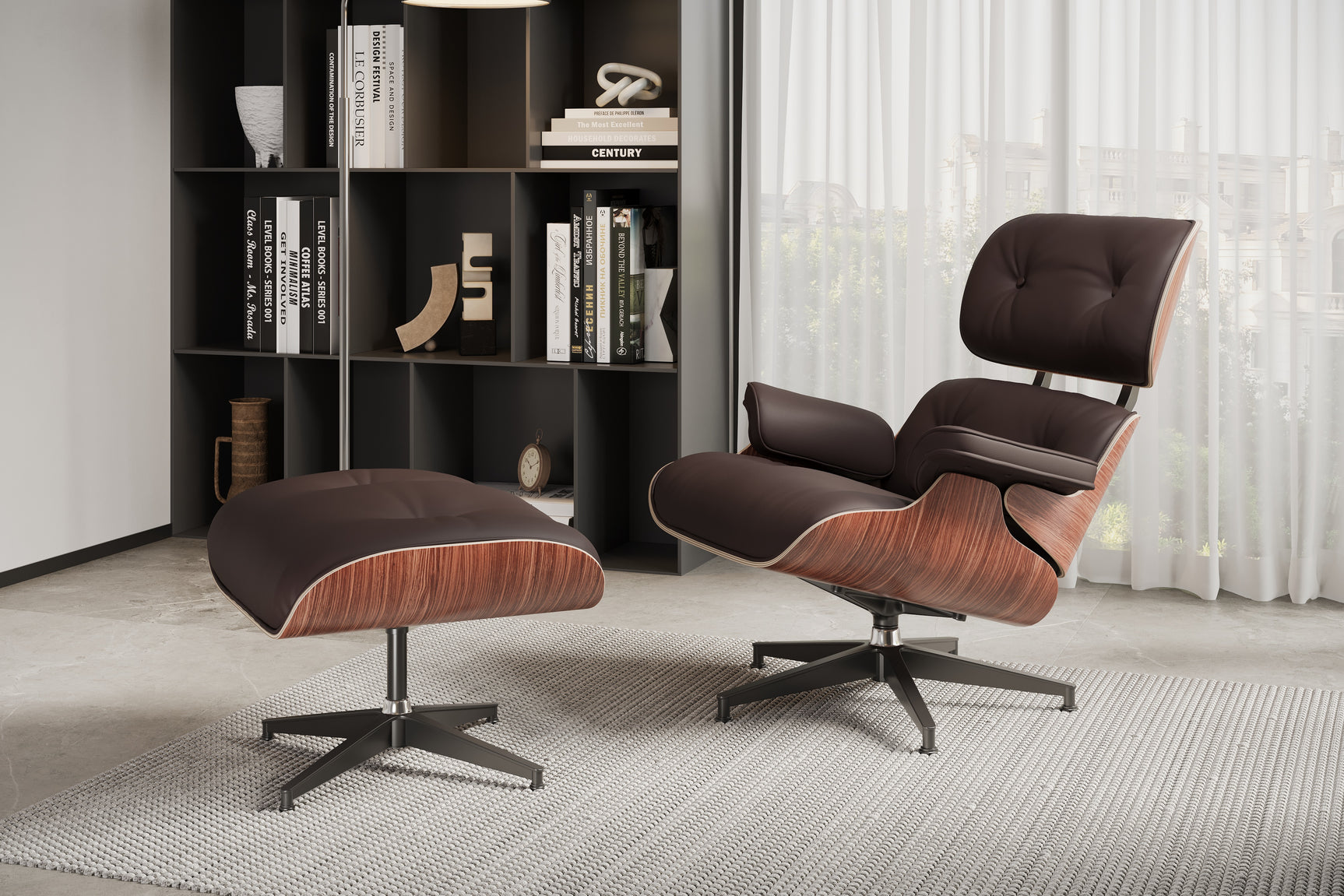 Armoni Leather Lounge Chair & Ottoman