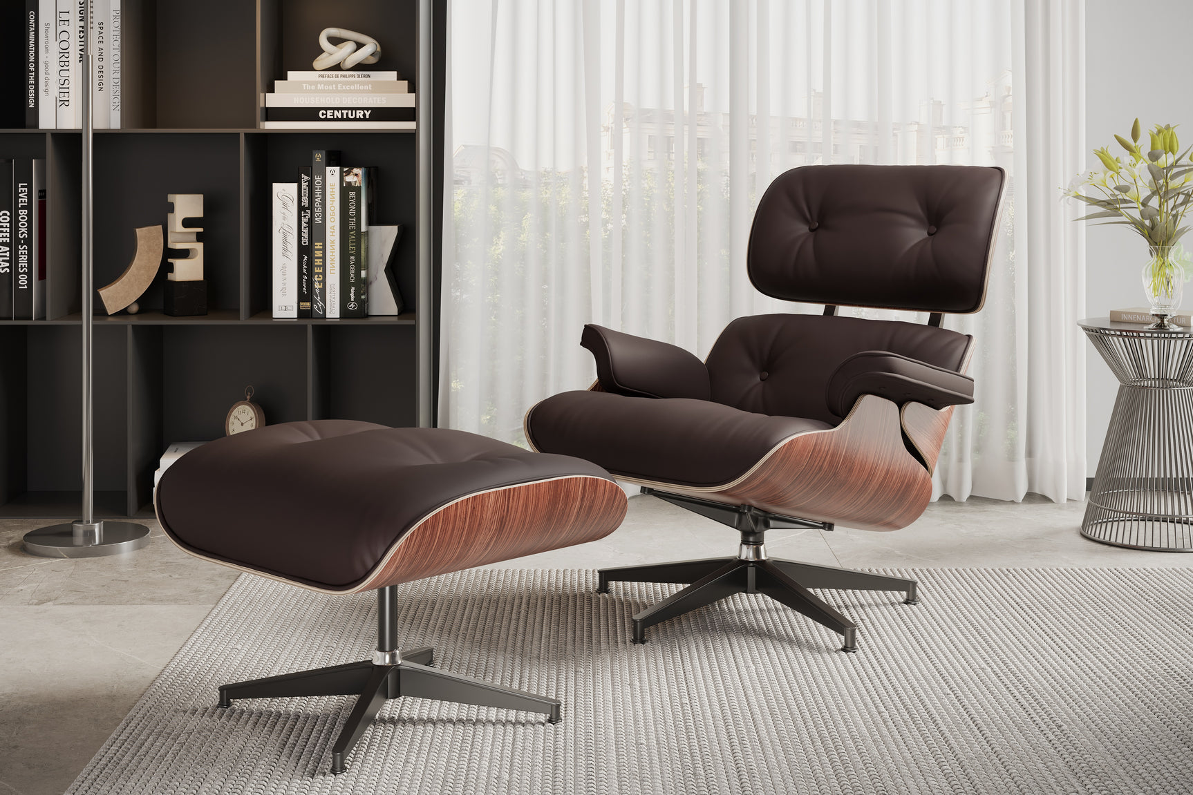 Armoni Leather Lounge Chair & Ottoman