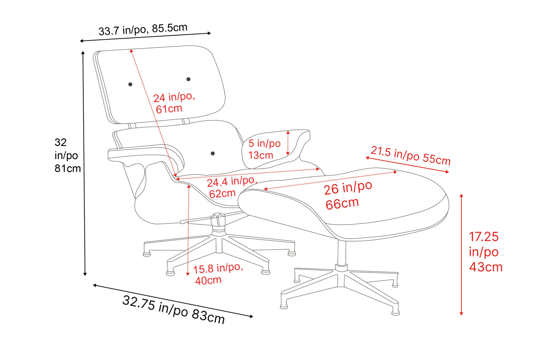 Armoni Leather Lounge Chair & Ottoman