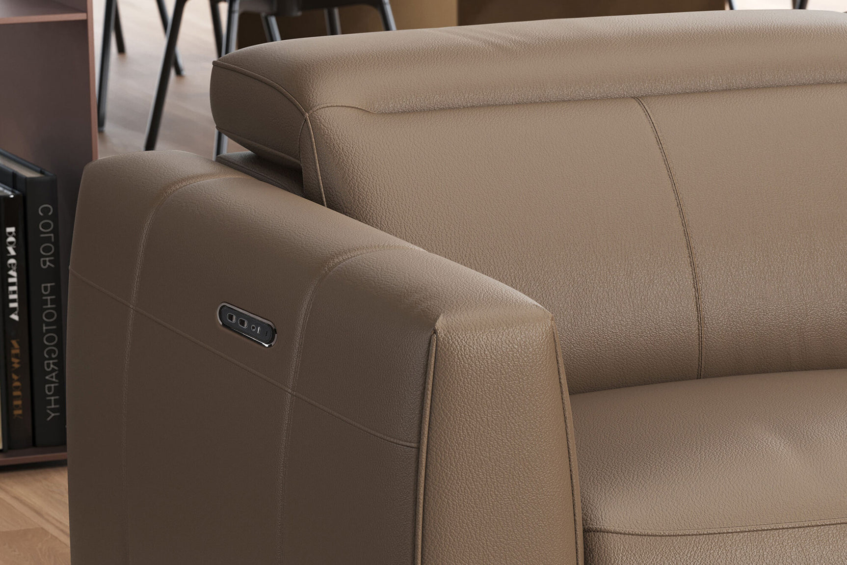 Carmen Leather Dual Recliner Sofa with Console