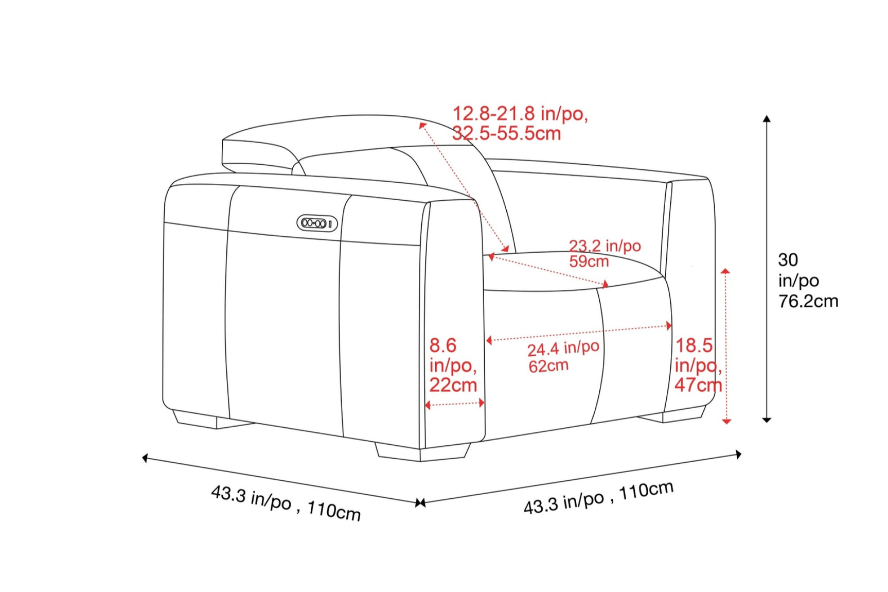 Carmen Leather Recliner Accent Chair