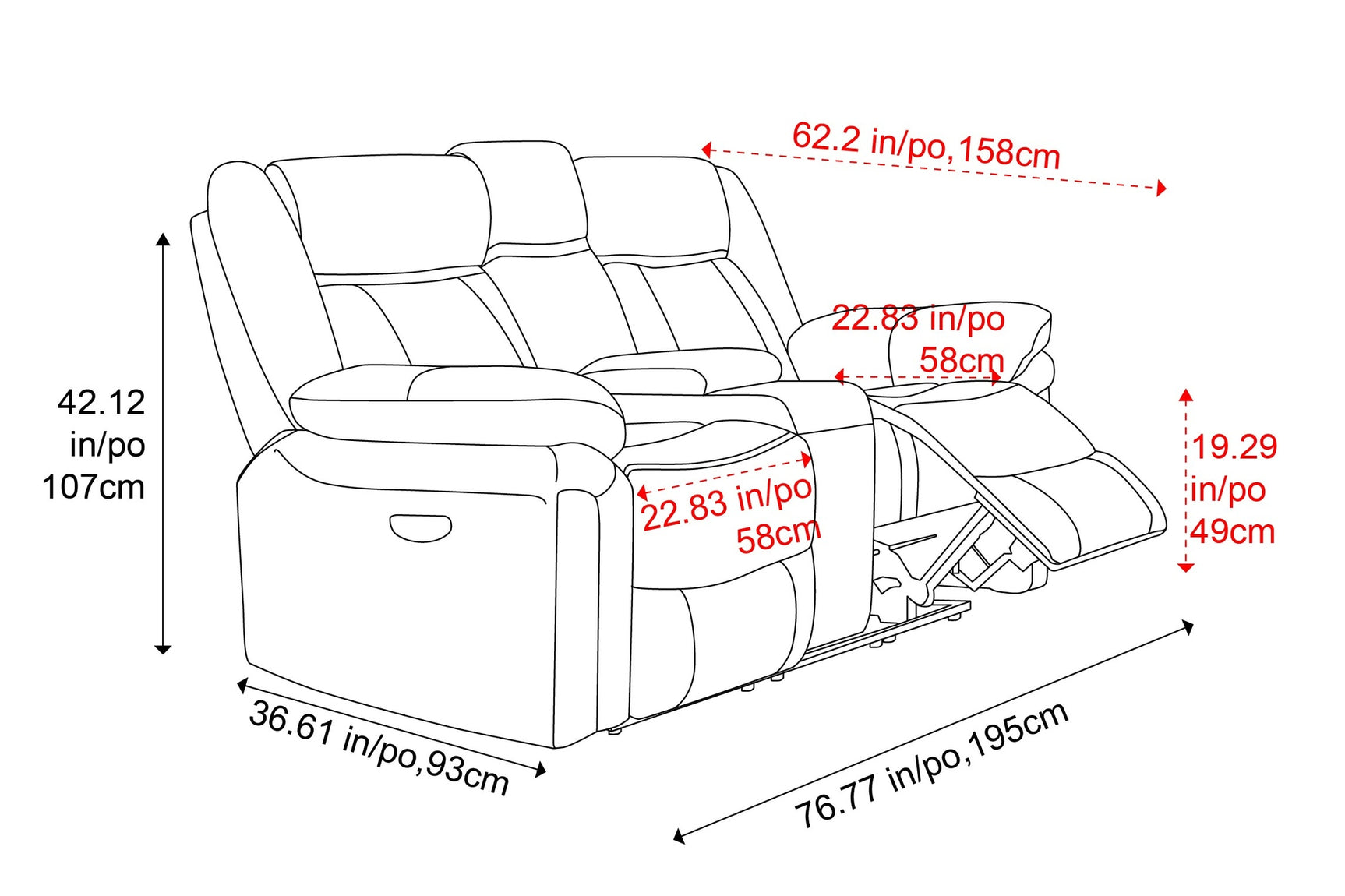 Charlie Leather Recliner Sofa with Console