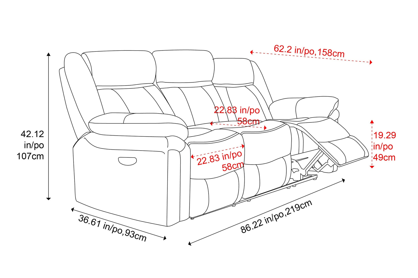 Charlie Leather Recliner Sofa
