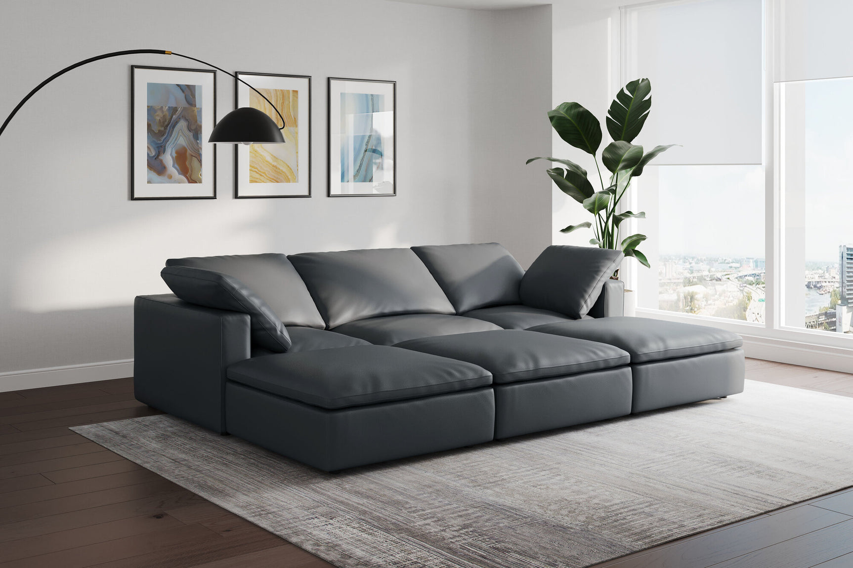 Claire Leather Modular Sofa