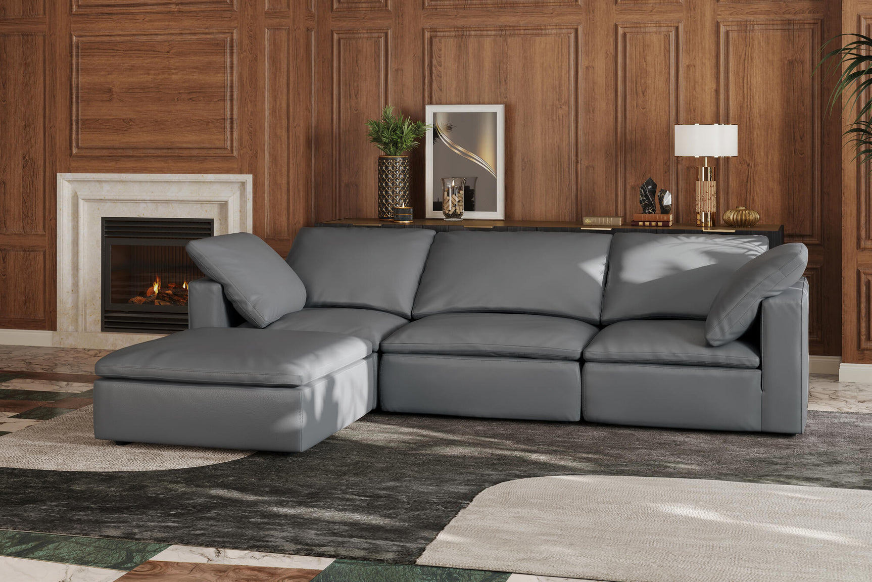 Claire Leather Ottoman