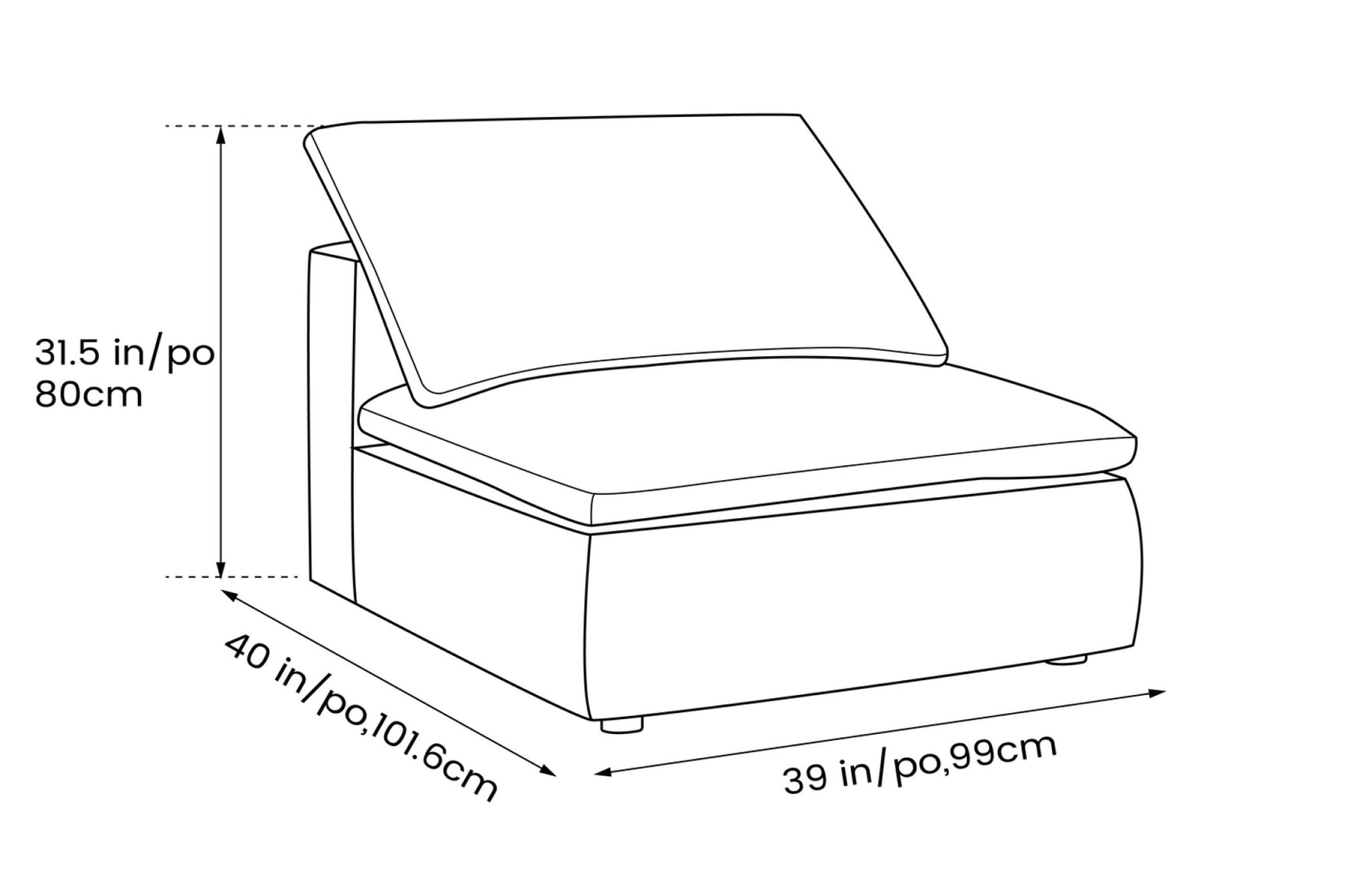 Claire Leather Armless Piece