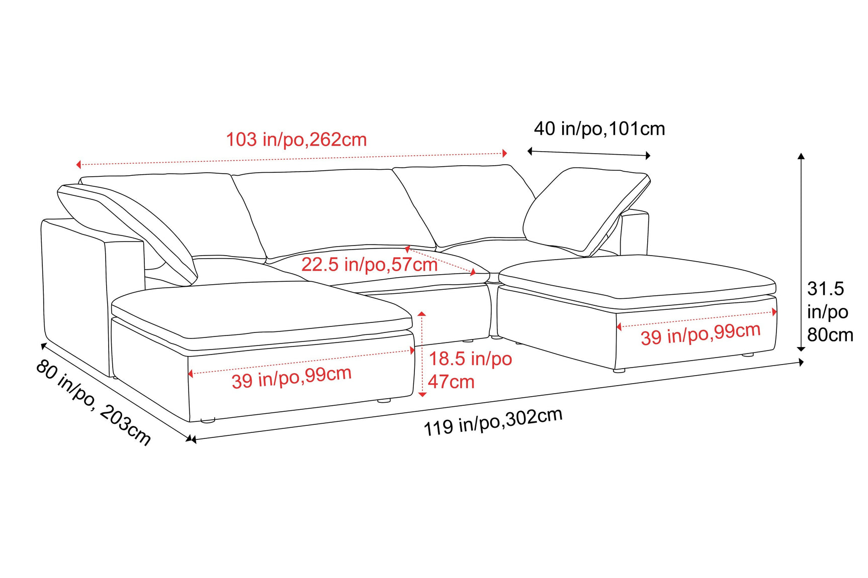 Claire Leather Modular Sofa