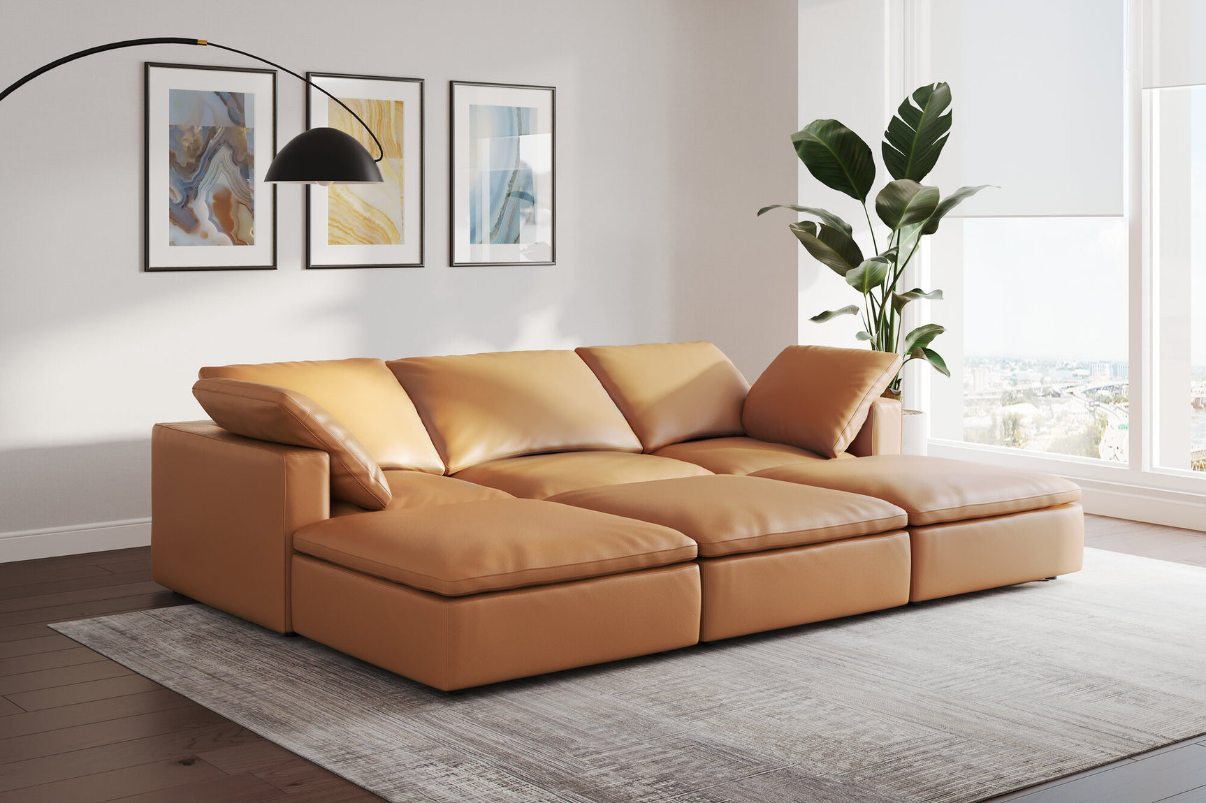 Claire Leather Modular Sofa