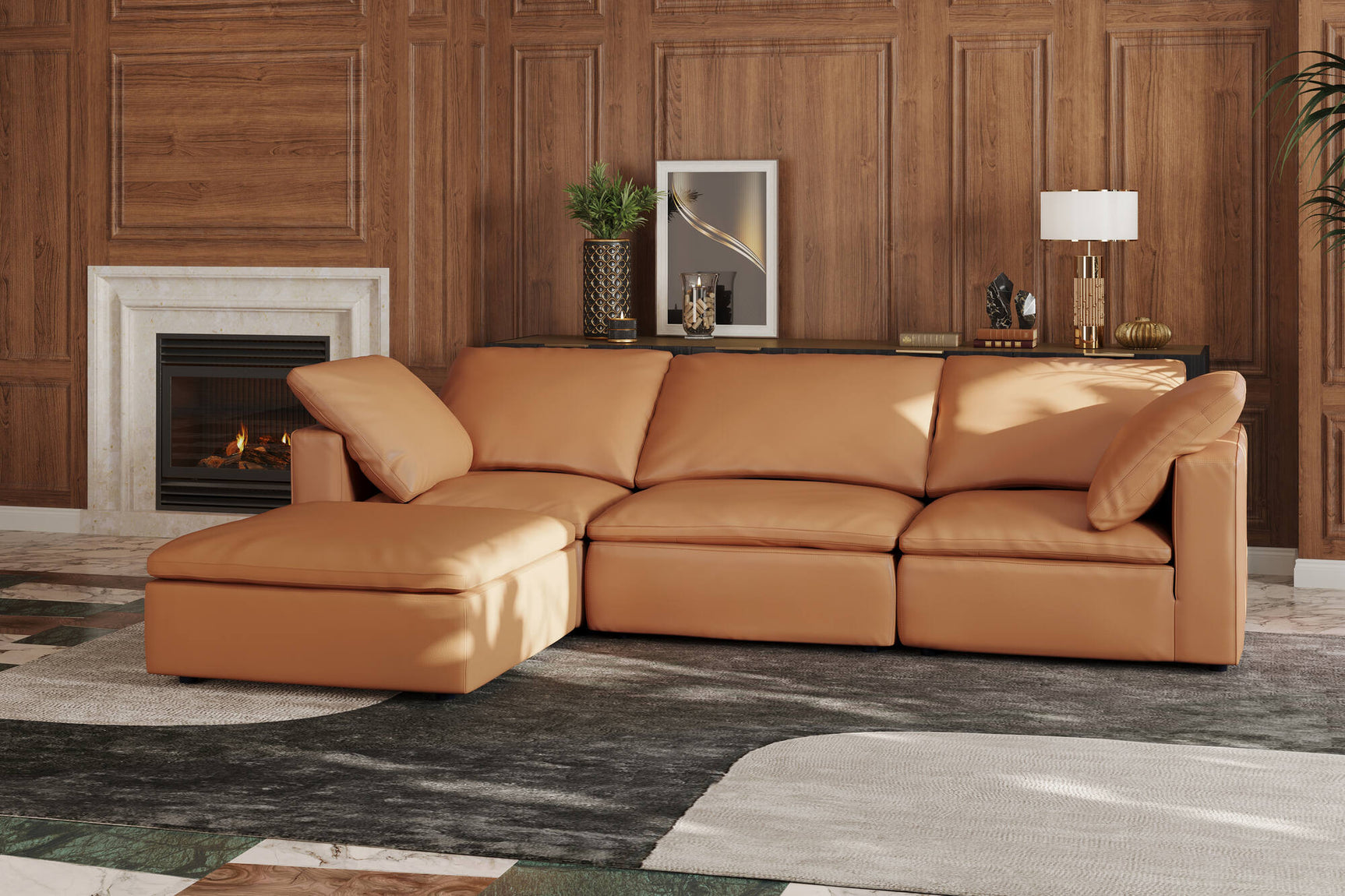 Claire Leather Modular Sofa