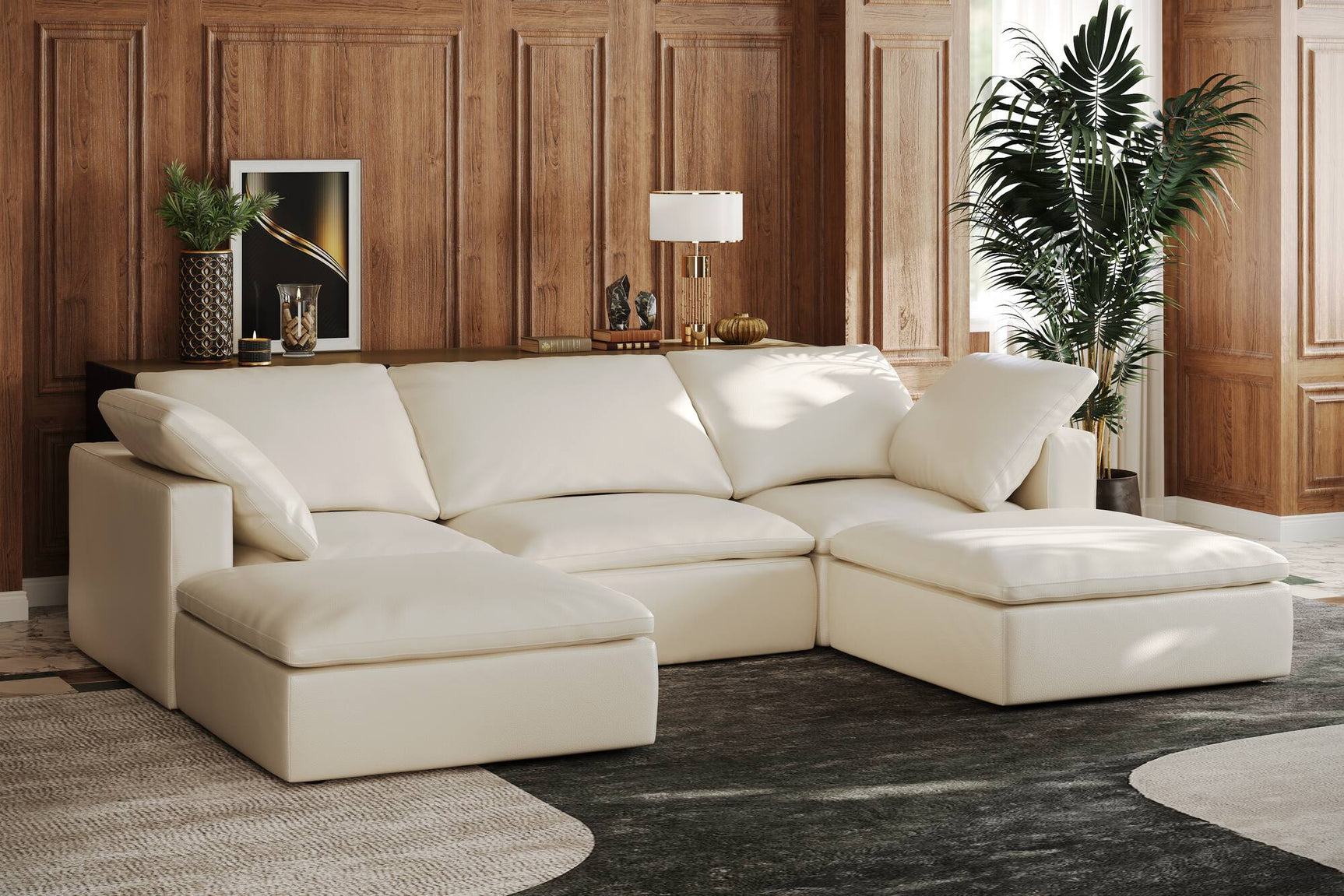 Claire Leather Ottoman