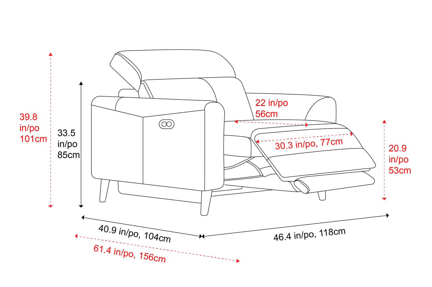 Elodie Leather Recliner Chair