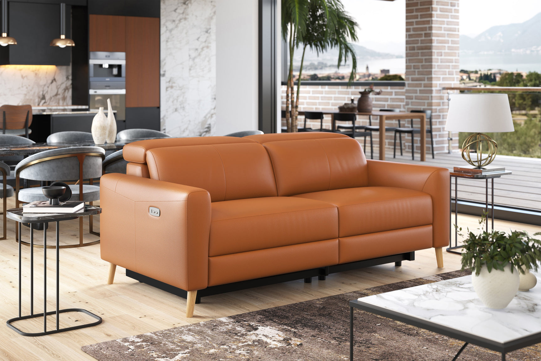 Elodie Leather Dual Recliner Sofa