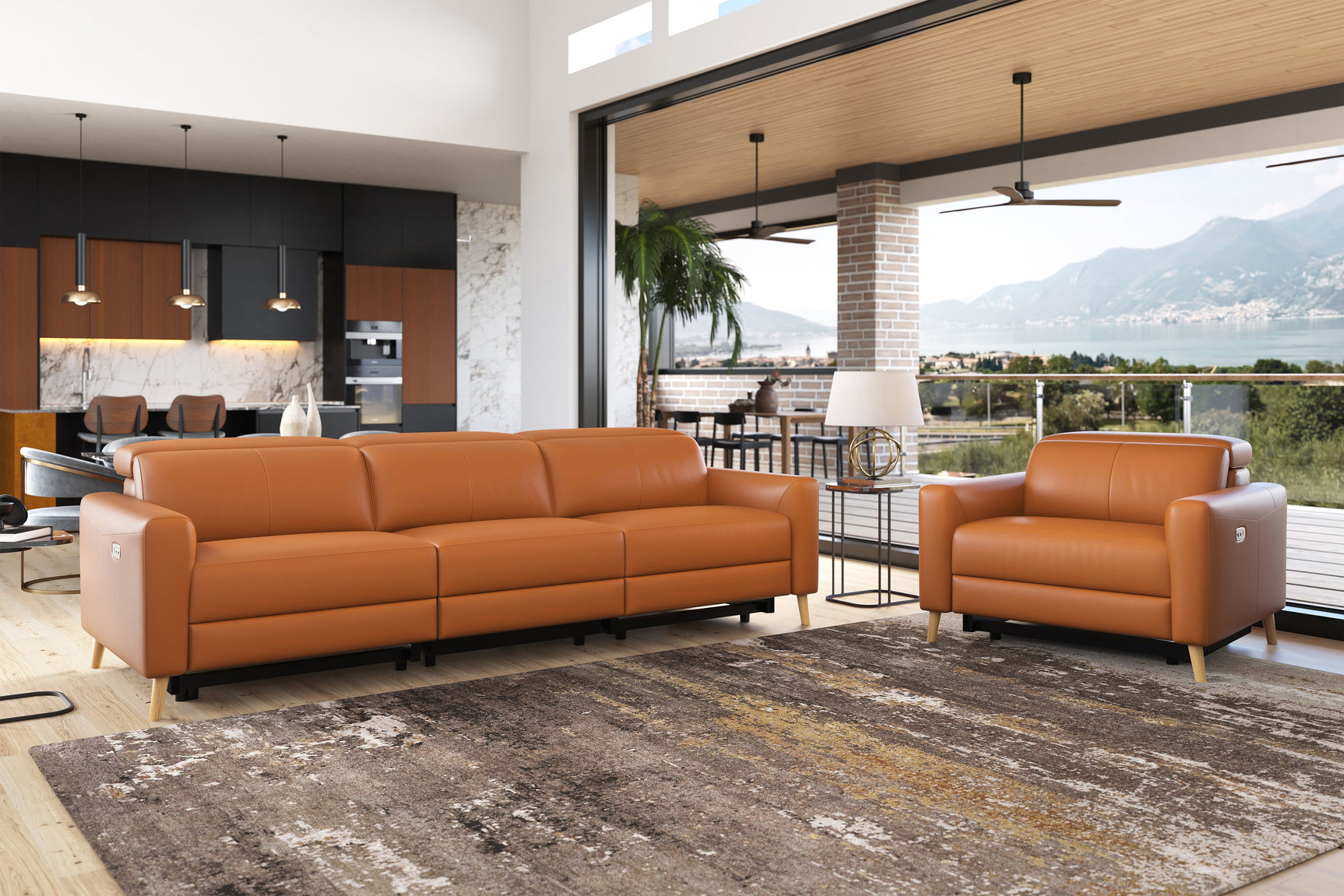 Elodie Leather Dual Recliner Sofa