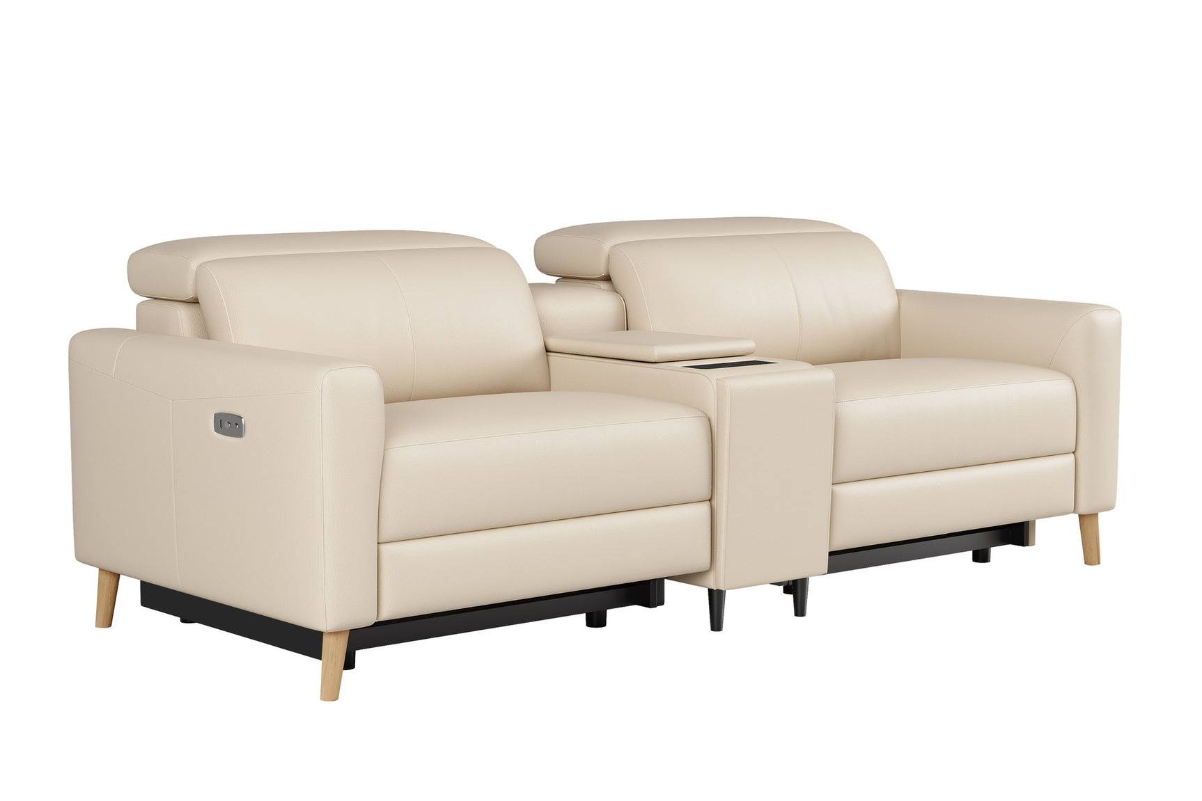 Elodie Leather Dual Recliner Sofa with Console