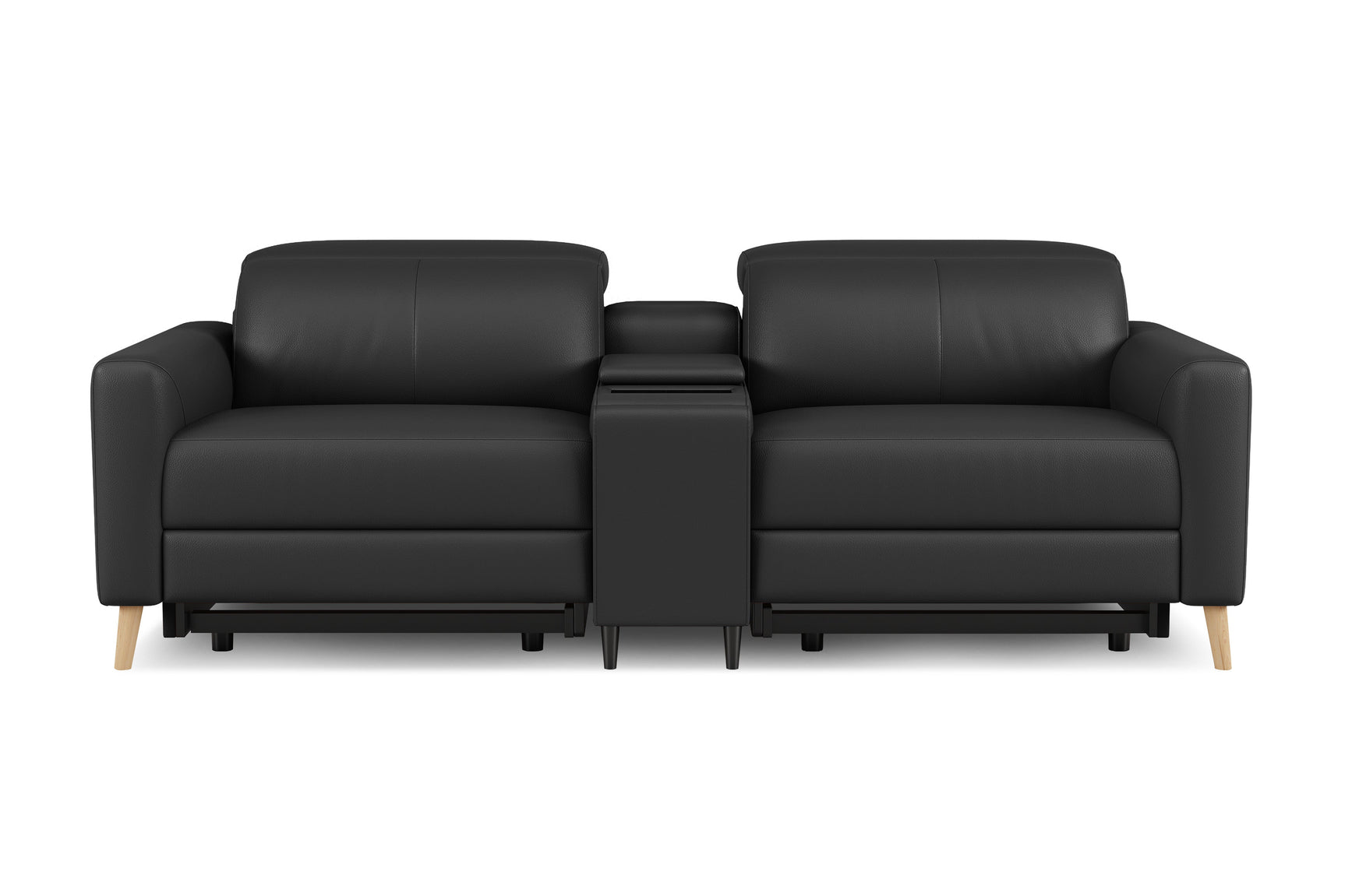 Elodie Leather Dual Recliner Sofa with Console