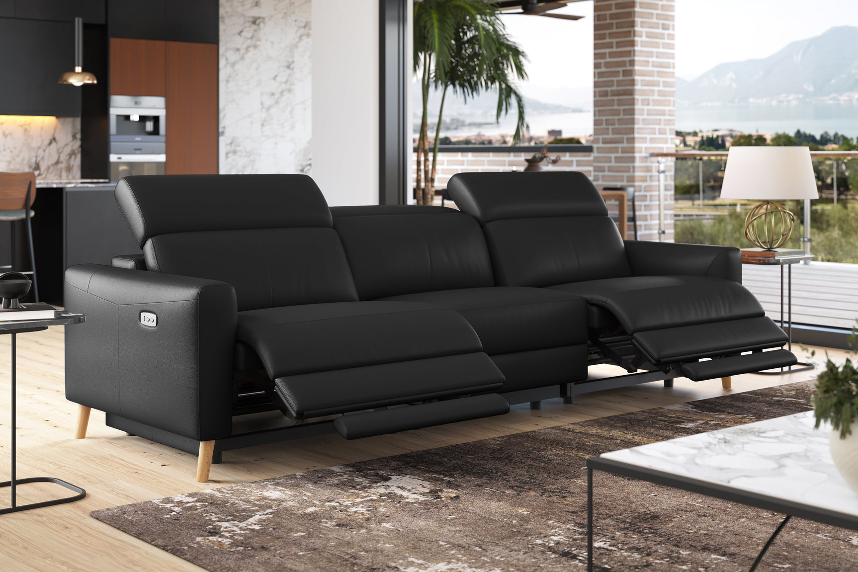 Elodie Leather Dual Recliner Sofa