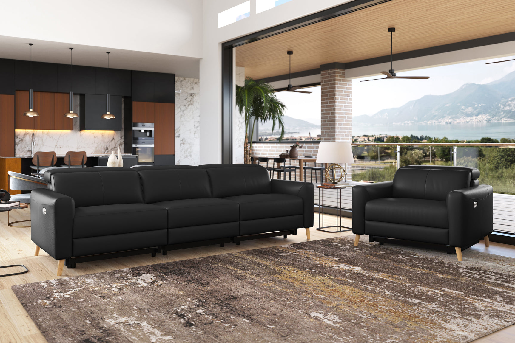 Elodie Leather Dual Recliner Sofa