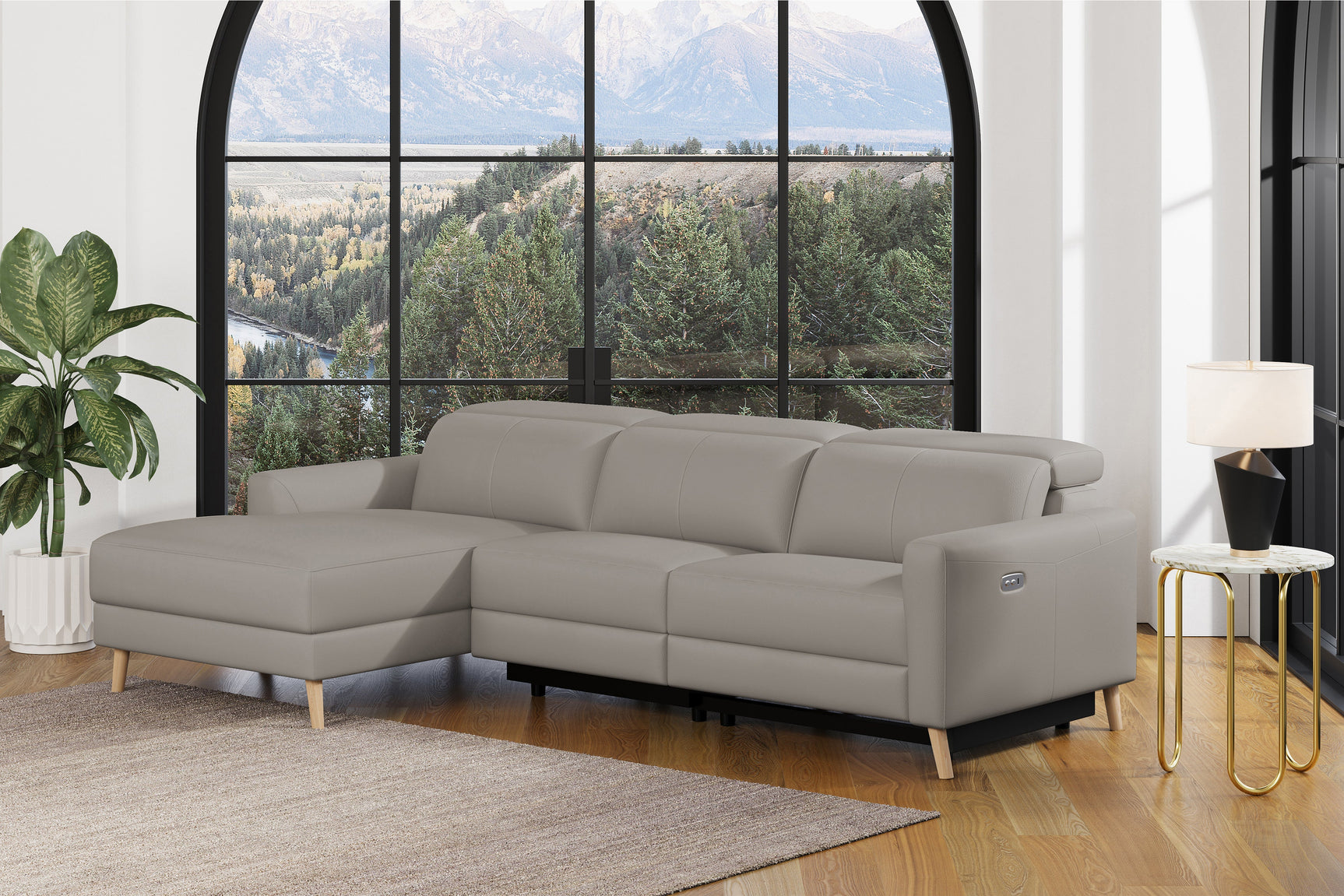 Elodie Leather Recliner Sectional Sofa