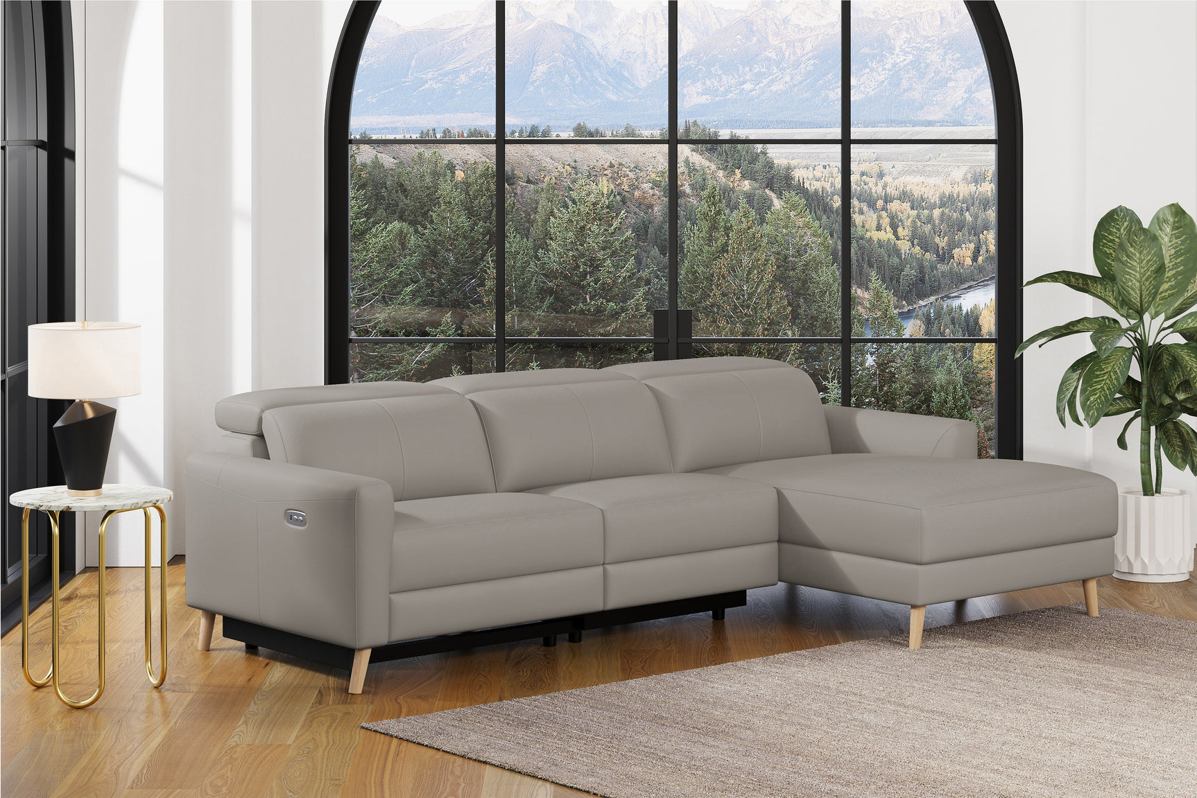 Elodie Leather Recliner Sectional Sofa