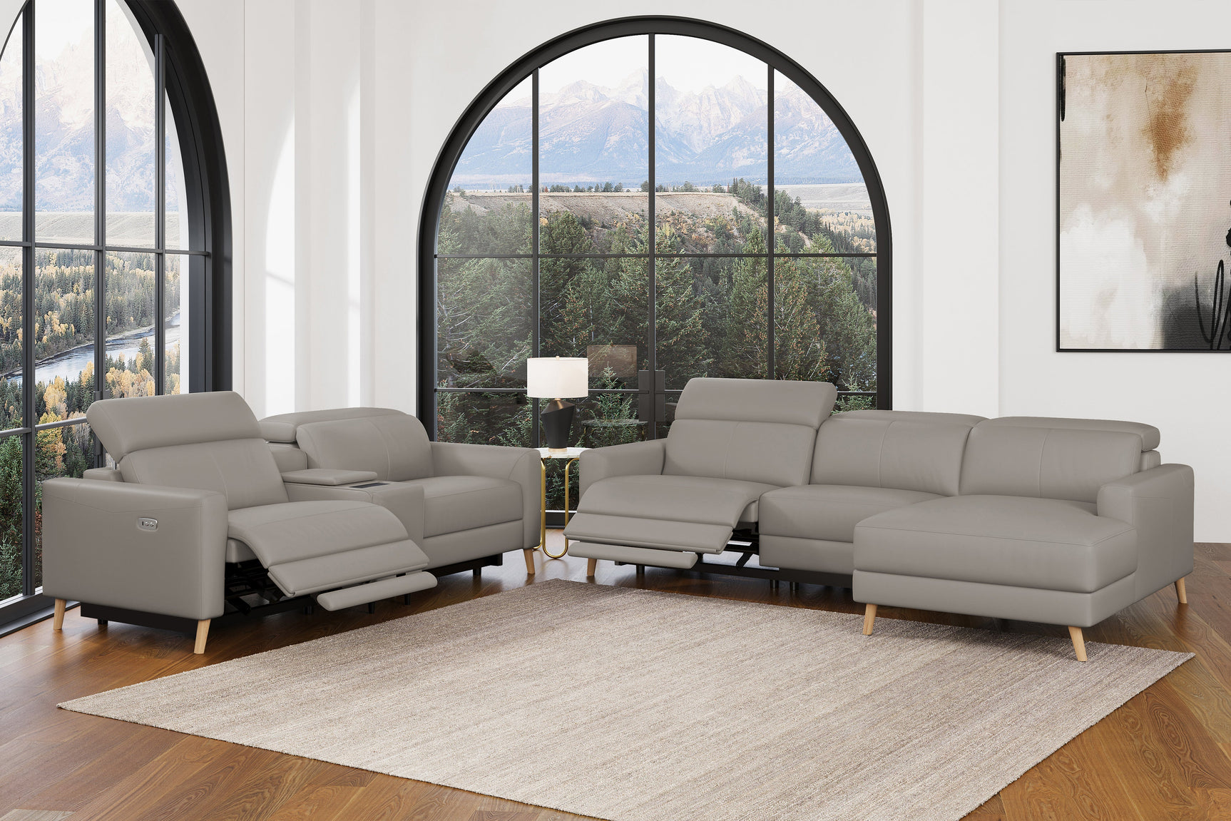 Elodie Leather Recliner Sectional Sofa
