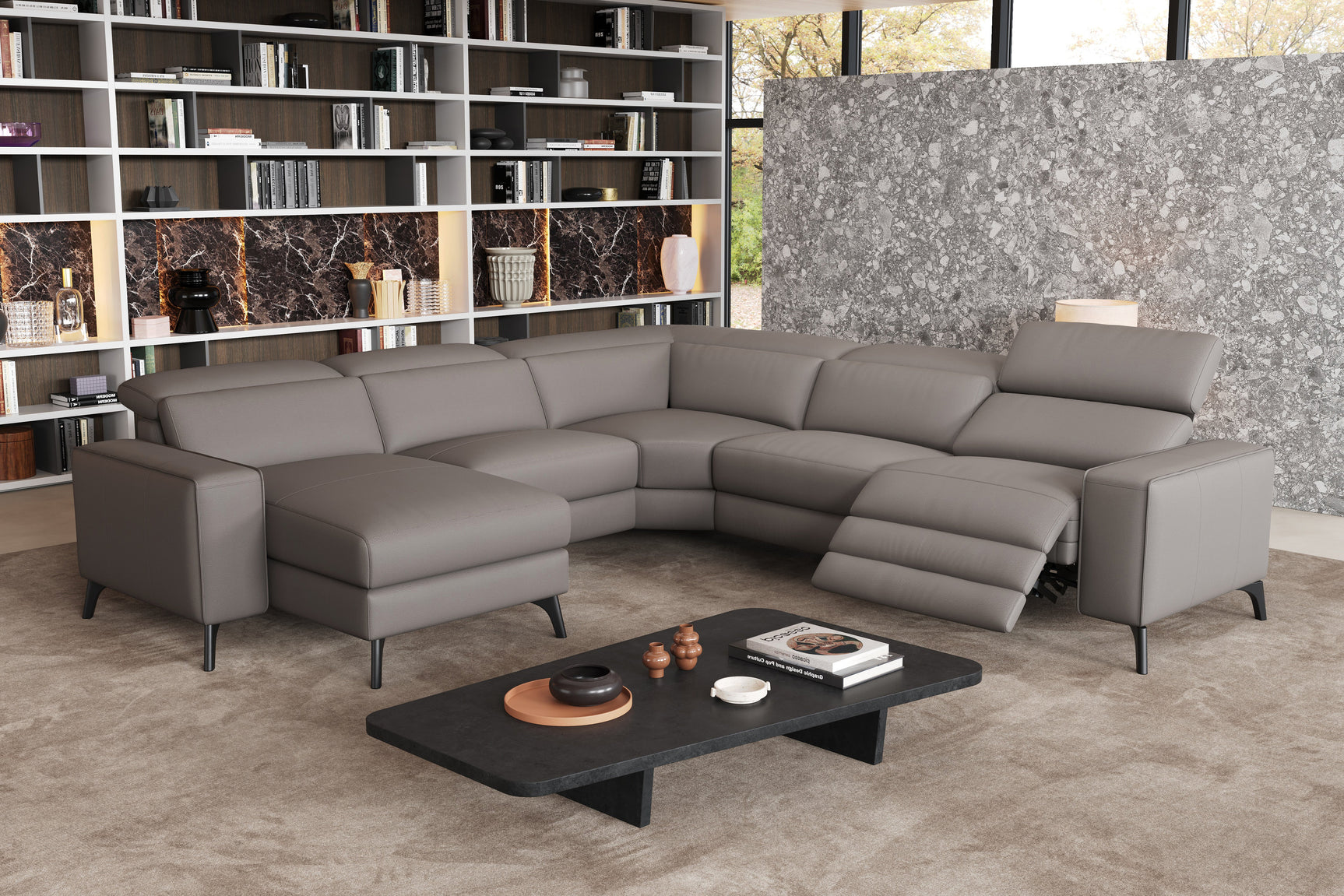 Esther Leather Corner Recliner Sectional Sofa