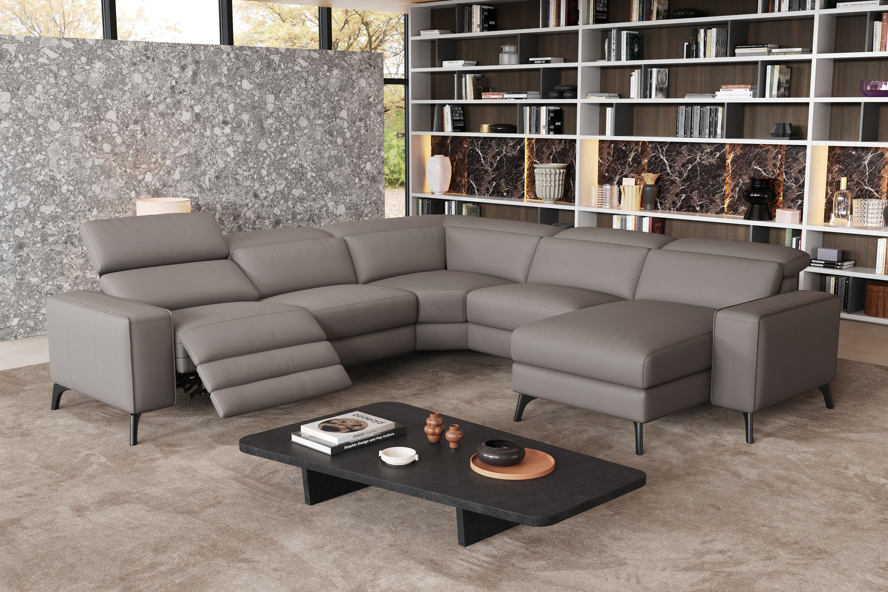 Esther Leather Corner Recliner Sectional Sofa