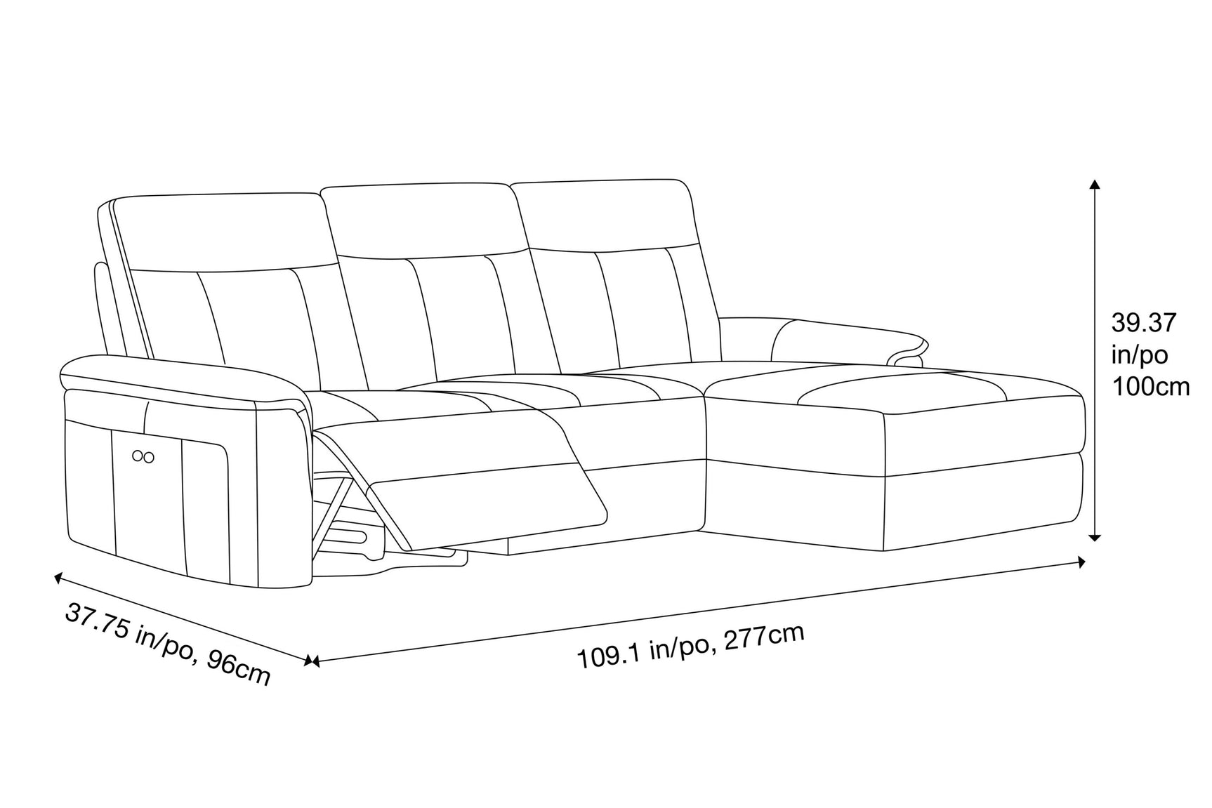 Heidi Leather Recliner Sectional Sofa