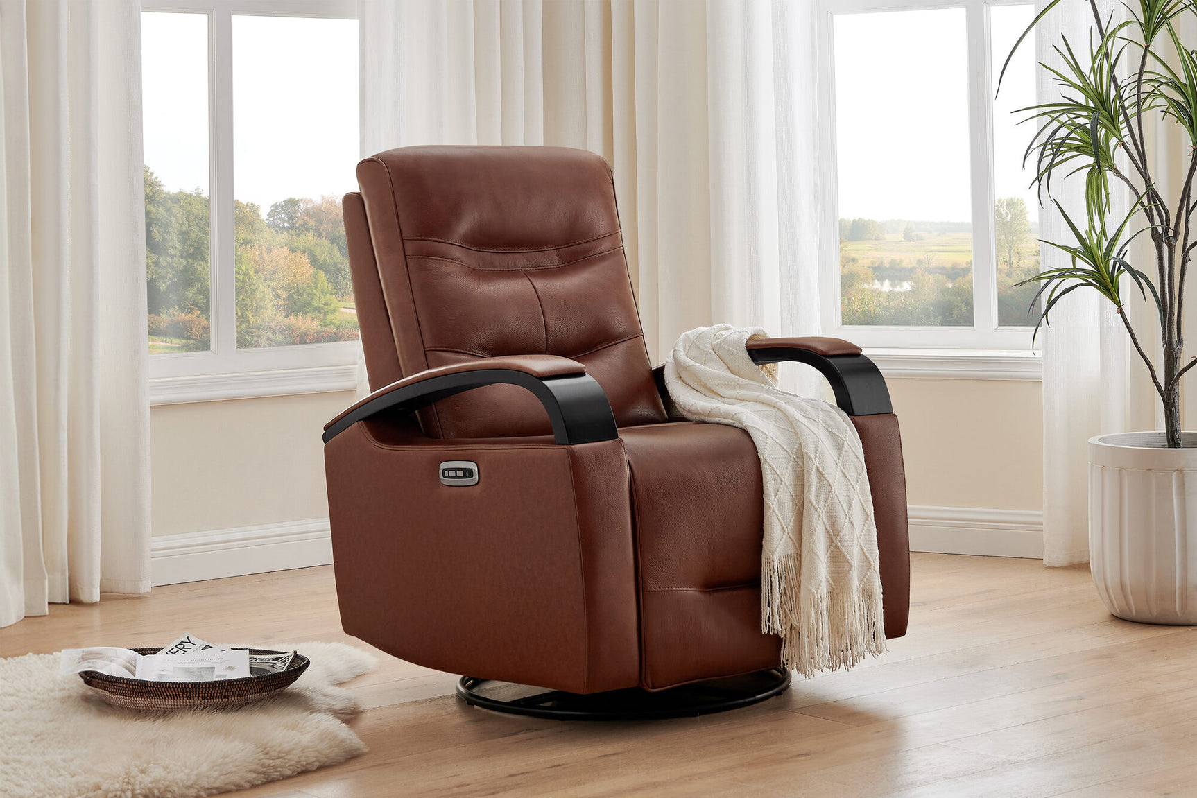 Laisha Leather Swivel Recliner Chair