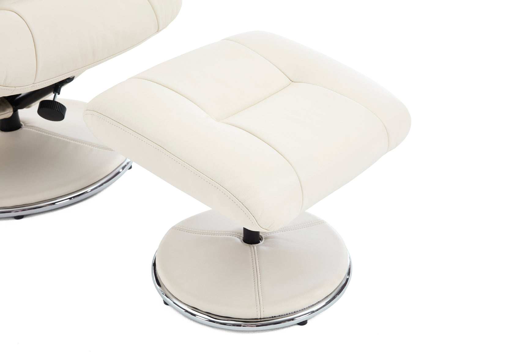 Lucinda Leather Swivel Recliner Chair with Ottoman