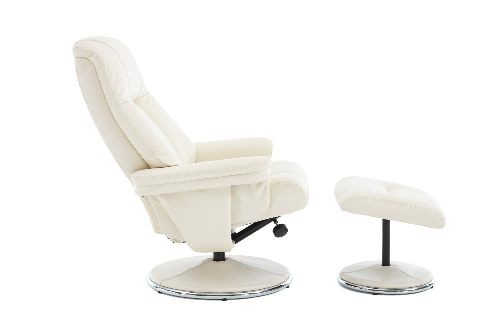 Lucinda Leather Swivel Recliner Chair with Ottoman