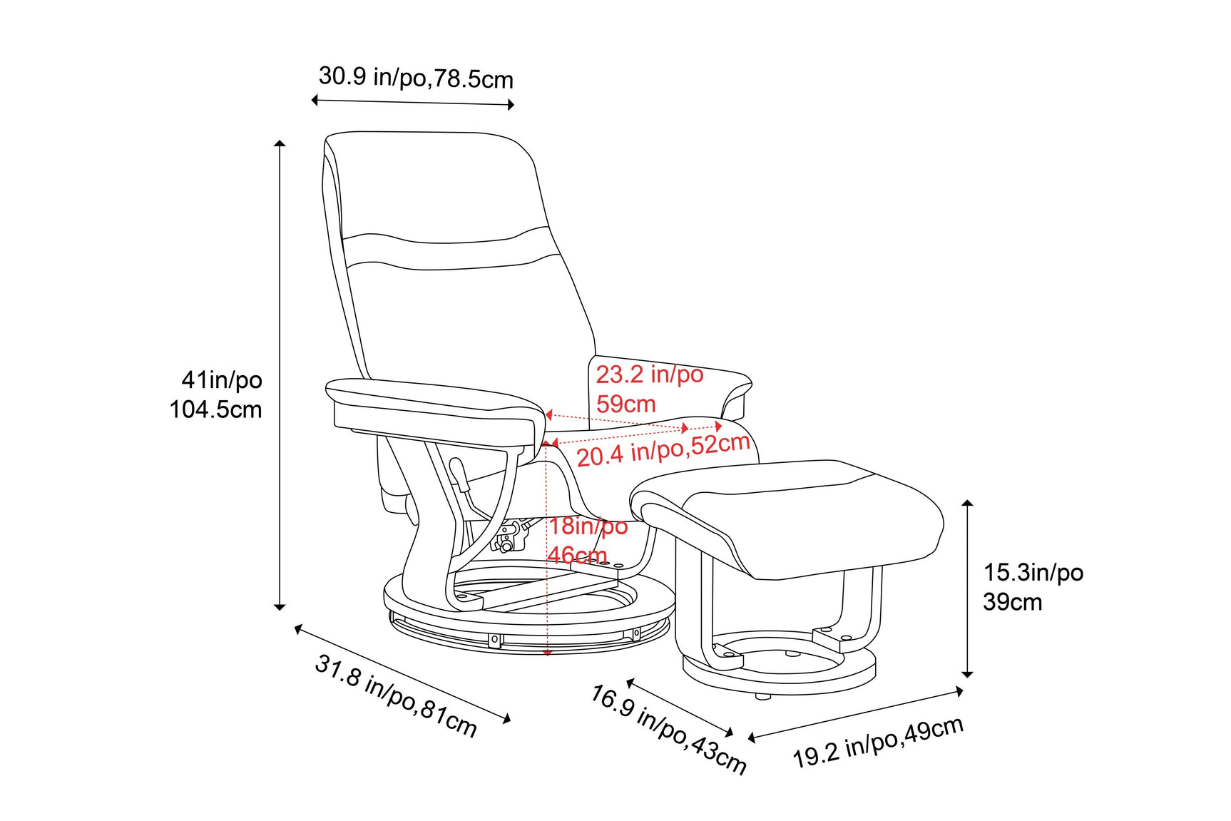 Massimo Leather Recliner with Ottoman