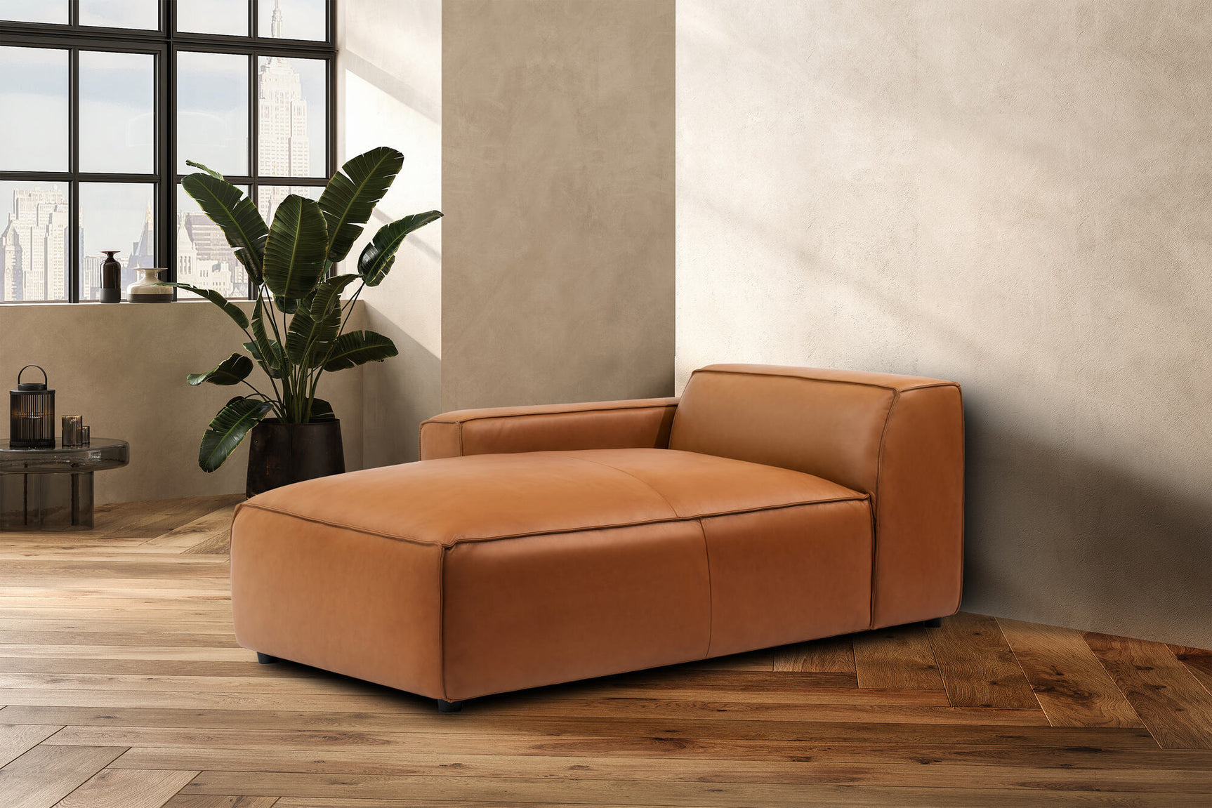 Nathan Leather Left Chaise Sofa Module